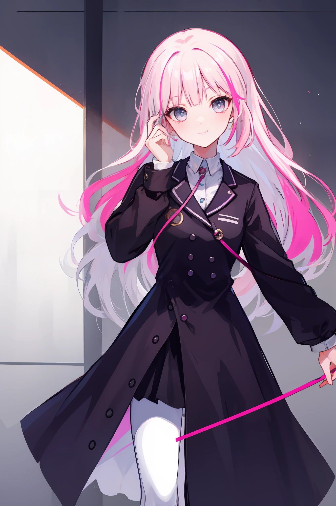 White hair, Pink hair, ssmile,O cabelo multicolorido, long whitr hair,a matural female,