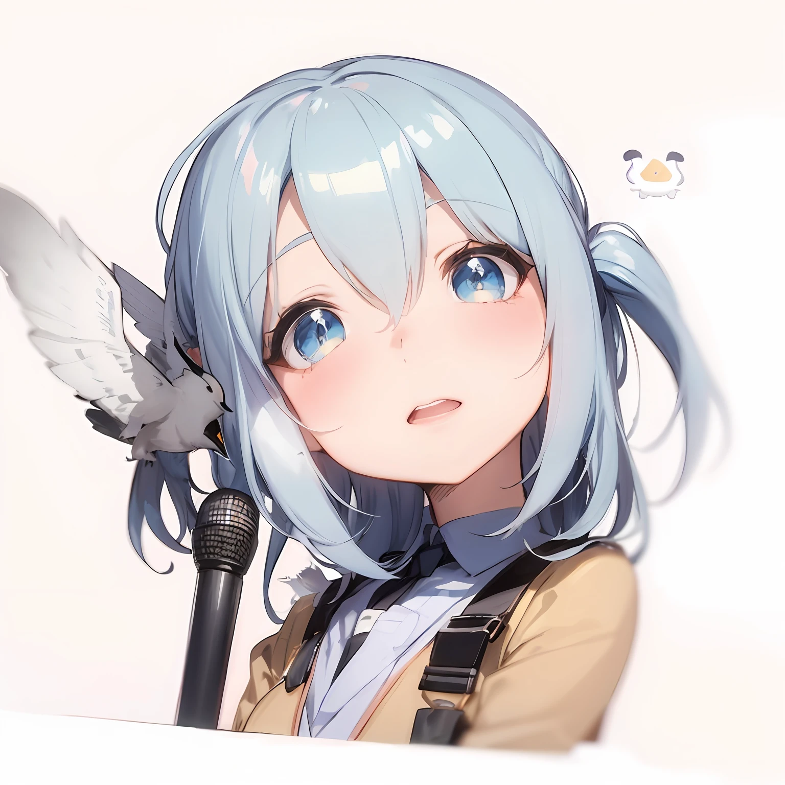 Anime girl with blue hair and birds on her shoulders, anime visual of a cute girl, anime moe art style, Guviz, Guweiz in Pixiv ArtStation, Also, Guweiz on ArtStation Pixiv, render of april, Cute anime girl, from girls frontline, From Arknights, mikudayo