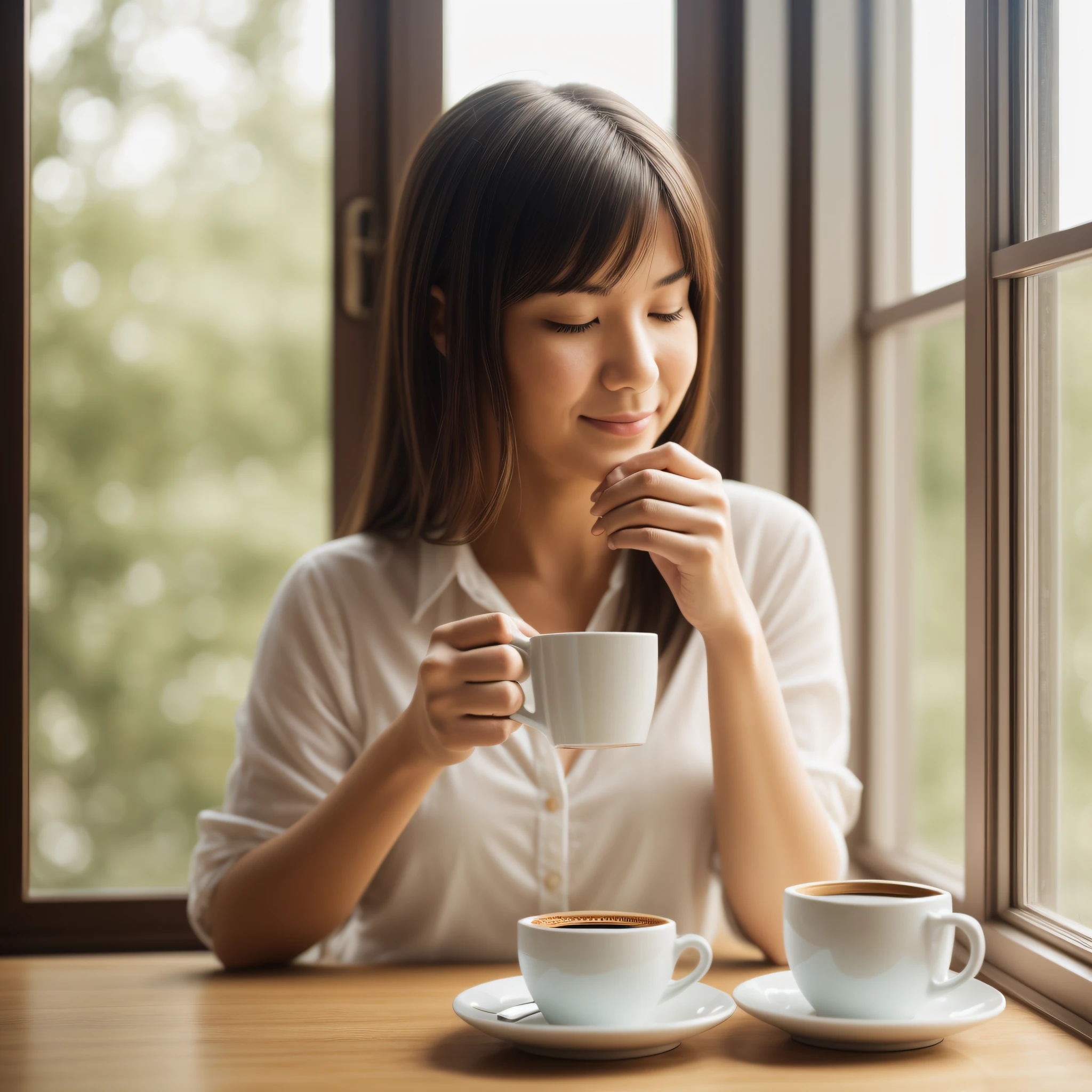Capture the tranquil morning ritual of a woman enjoying her coffee by the window with the Nikon D850 and Nikkor 24-70mm f/2.8E ED VR lens. Position yourself to capture the soft sunlight streaming through the window, creating a warm and inviting atmosphere. Pay attention to the details of her facial expression and body language as she sips her coffee, conveying a sense of relaxation and contentment. Use a shallow depth of field to blur the background, emphasizing the woman as the main subject and creating a sense of intimacy. Experiment with different angles and perspectives to capture the play of light and shadow on her face, adding depth and dimension to the image. By capturing this serene moment, you can evoke a sense of calm and peacefulness, inviting viewers to pause and appreciate the simple pleasures of everyday life.