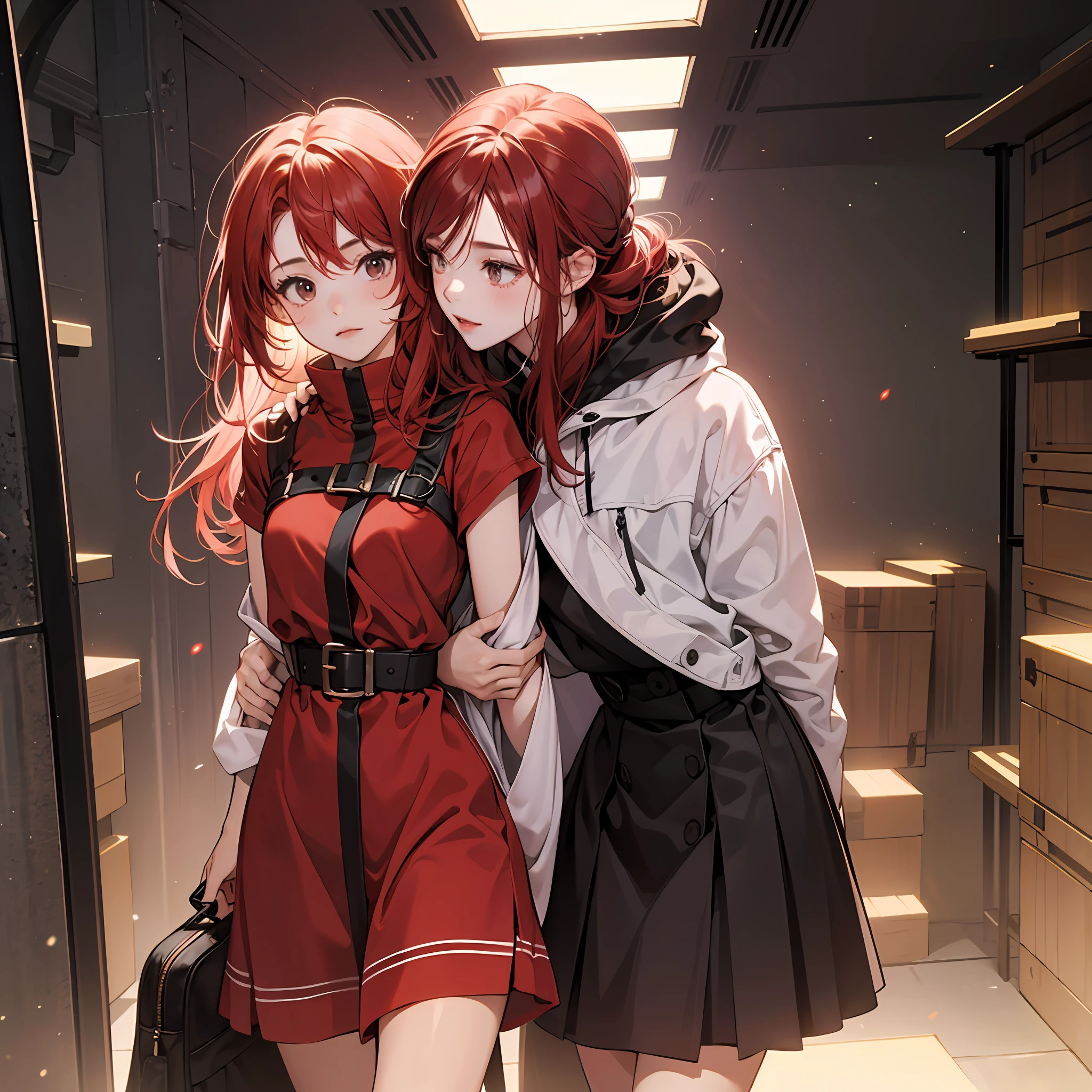 s girl,with fair skin,red tinted hair,Bundled,Be restrained,Introduction to the bright environment --auto