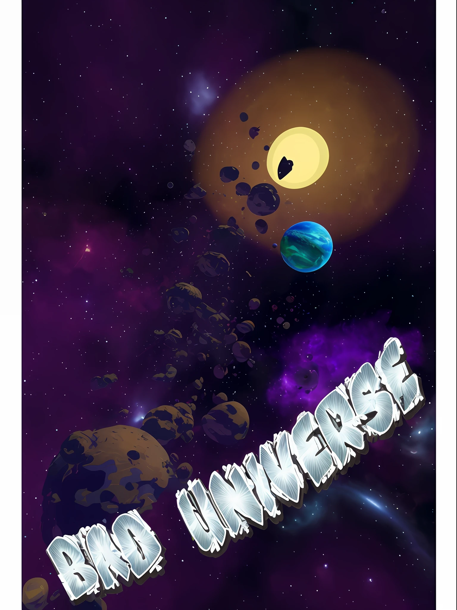 there is a picture of a space scene with a planet and a star, end of the universe, in the universe.highly realistic, multiverse!!!!!!, planets crashing, another universe, edgy adventure sci fi, huge universe, psychonaut universe, the end of the universe, destroyed planet, multiverse, endless universe, endless cosmos in the background