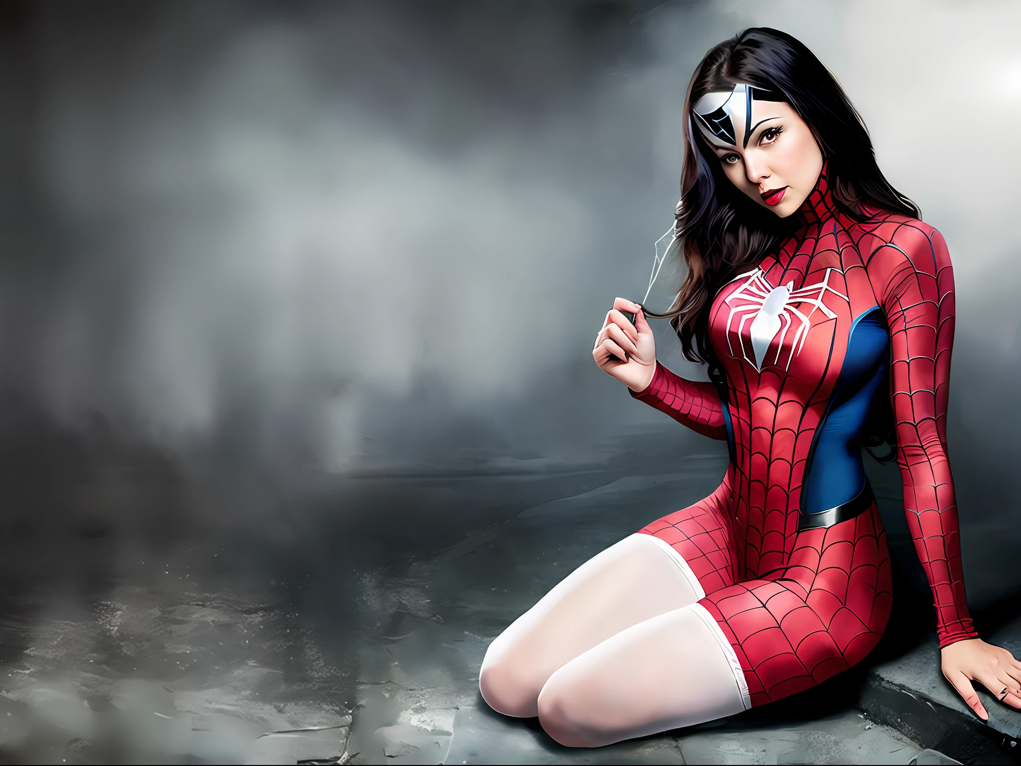 Spider-Woman Gwenda,Real Human,cruel,tmasterpiece,White stockings,