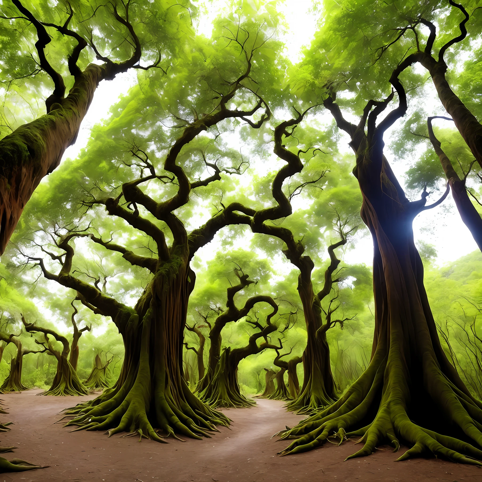 giant trees, magical atmosphere,fadas de asas brilhantes,and magical animals,cavernas criaturas sombrias .