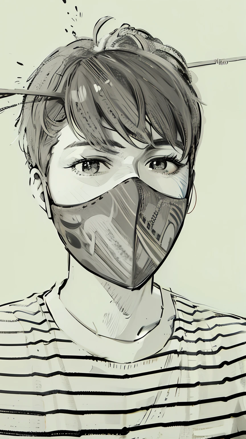 Arafeld paints a man with a mask on his face, wearing face mask, Urban Boys fanwork, Wearing a mask, Anime style portrait, Wearing an all-black door wave mask, wearing face mask, masked, in an anime style, partially masked, drawn with photoshop, anime portrait, facemask, masked face, wearing bandit mask