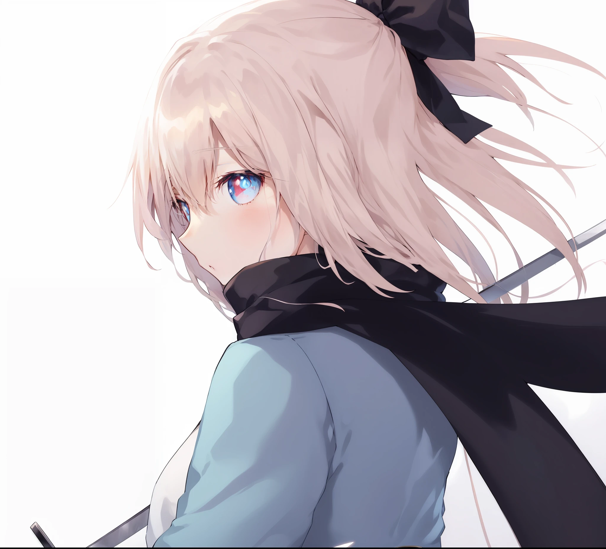 Anime girl with long blonde hair and black scarf with knife, anime visual of a cute girl, anime style like fate/stay night, Blonde anime girl with long hair, female anime character, from girls frontline, anime girl profile, anime girl with a bow and arrow, anime figure, sakura haruno, up of young anime girl, (Anime girl), An anime girl