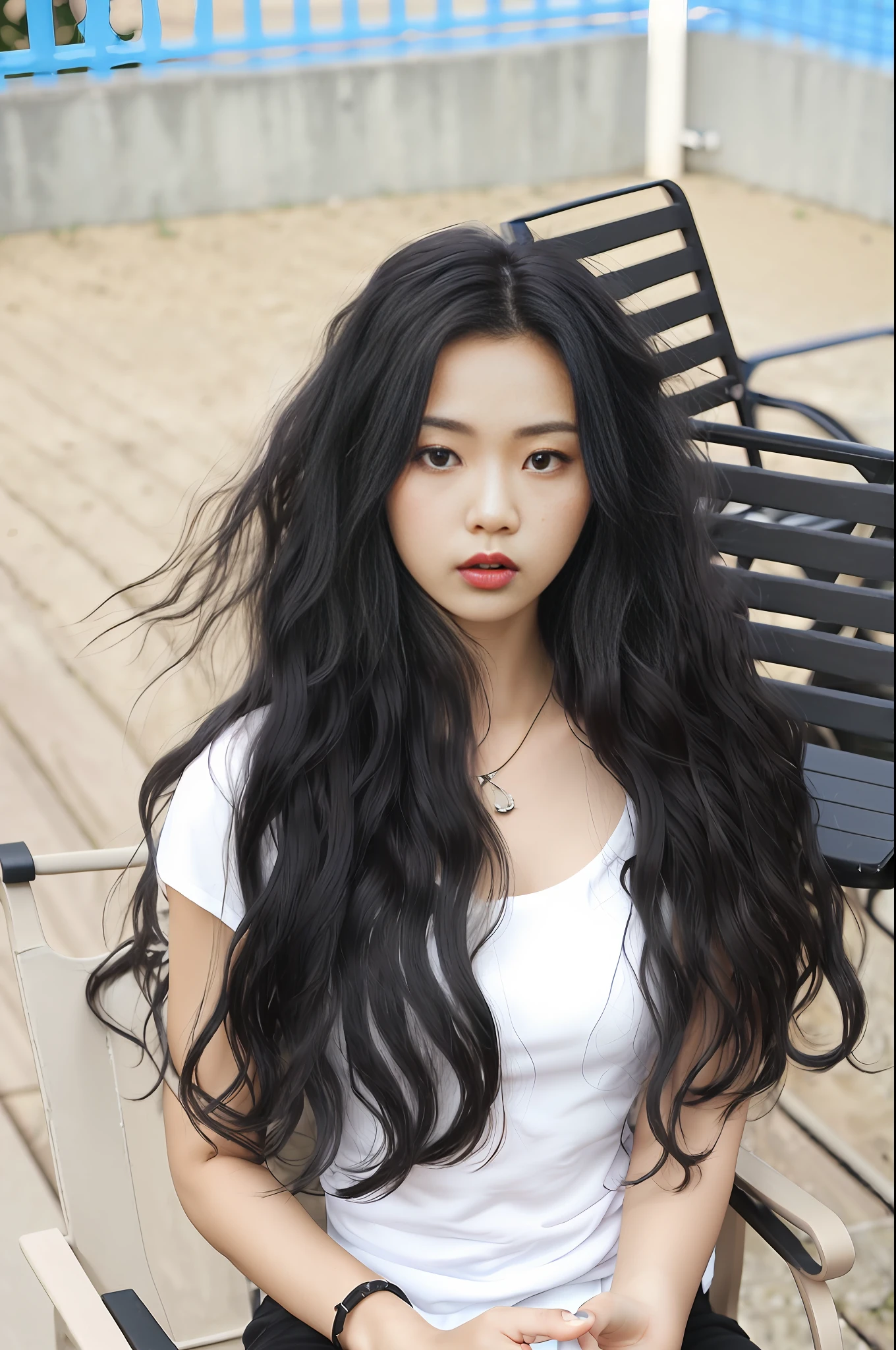 Arad woman with long black hair sitting in a chair, long wavy dark hair, wavy long black hair, Asian girl with long hair, Female with long black hair, Long wavy black hair, Long messy black hair, Young woman with long black hair, with long dark hair, Long flowing black hair, With long black hair, Long curly black hair