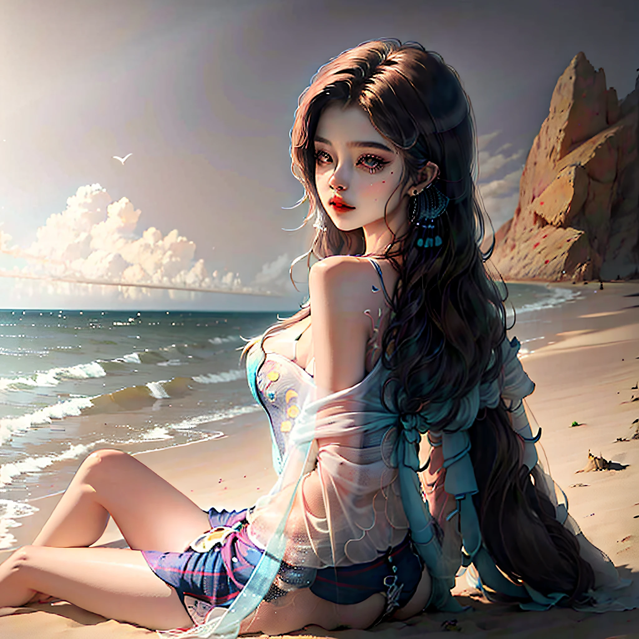 AS-Adult,beach sand background,See-through installation,Korean style makeup beauty leg beauty skin beauty skin beauty skin OL --auto