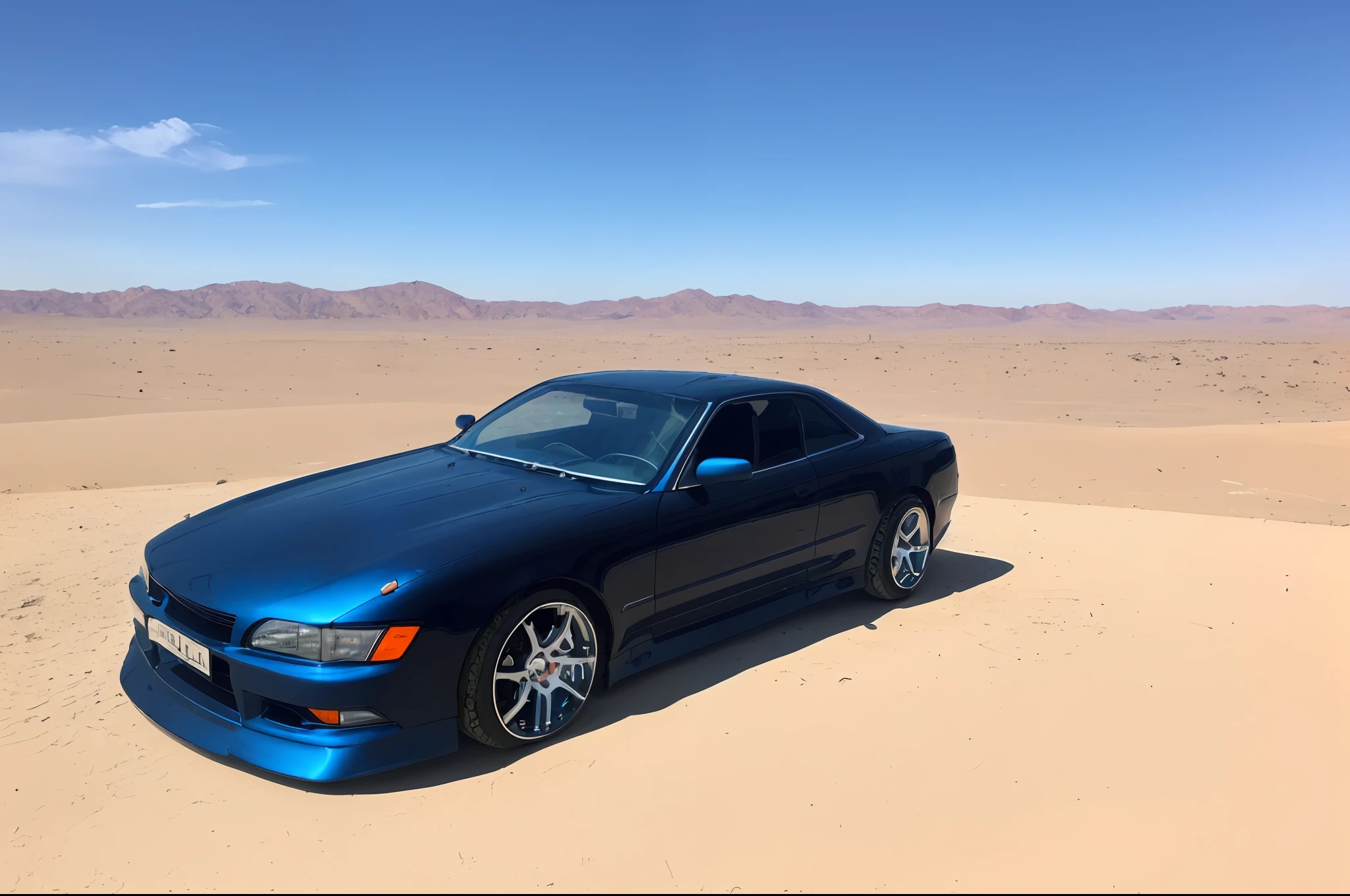 sport car in the desert, vibrant