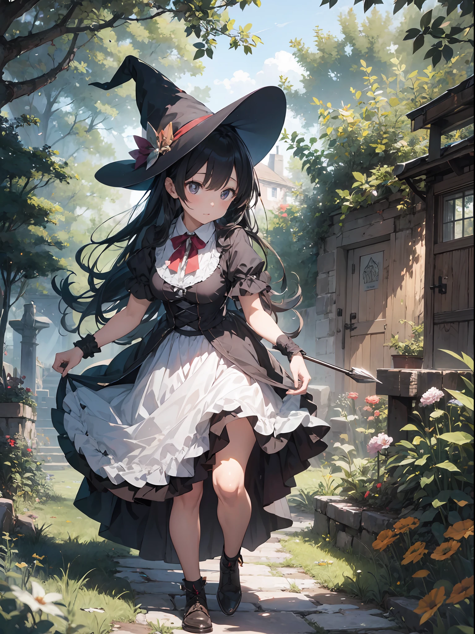 (Master Masterpiece、Best quality at best、highestres、offical art、Beautifully Aesthetic:1.2)、(Master Masterpiece、Best quality at best、Best quality at best、offical art、Beautifully Aesthetic:1.2)、(Master Masterpiece、Best quality at best、Best quality at best、offical art、Beautifully Aesthetic:1.2)、(1girls:1.3)、extremly detailed、(Fractal Art:1.3)、colourfull、highestdetailed、「Enchanting witch from another world」This painting titled、It depicts a captivating beautiful witch manipulating magic in the castle gardens without limits。The castle spreads out、The garden there is、It creates an atmosphere as if a door to another world has appeared..。

Standing at the center is、Beautiful witch in a sophisticated dress。His face is meticulously drawn.、He has a profound expression on his face, as if he strongly wishes for something.。In her hand is a luxurious wand.、From that wand is emitting mighty magical powers。 The magic cast is、It was released as an explosive force from the tip of the wand.、The energy that reverberates through the garden as a beam of colorful light is very powerful.、A beam of light makes a large trajectory in the sky。

The charm of this painting is、The mighty and enchanting beauty of the witch、ve、It skillfully captures the mystique of the garden.。 、And the witch's facial expressions and movements are very realistic.、It has the power to draw the viewer into the place。

Moreover、the light and shadow production is also stunning。The beam of light emitted by the cane is、Illuminate the gardens and castle、Pure、Creates a sense of distance from the visual light source to the witch.。Quality produces realistic images、It can convey visual beauty and story appeal at the same time。

This is、Not only visually appealing works、It is a work that further enriches the visual experience by drawing a story.。 」We are thinking about the theme to the fullest。The images are very realistic and、Very detailed and、Must be a high resolution 16k。Sony F and 24-105mm f / Use a Sony Alpha 4 mirrorless camera with 1G OSS lenses。ISO sensitivity to 32,000、Shutter speed 1/Set to 12