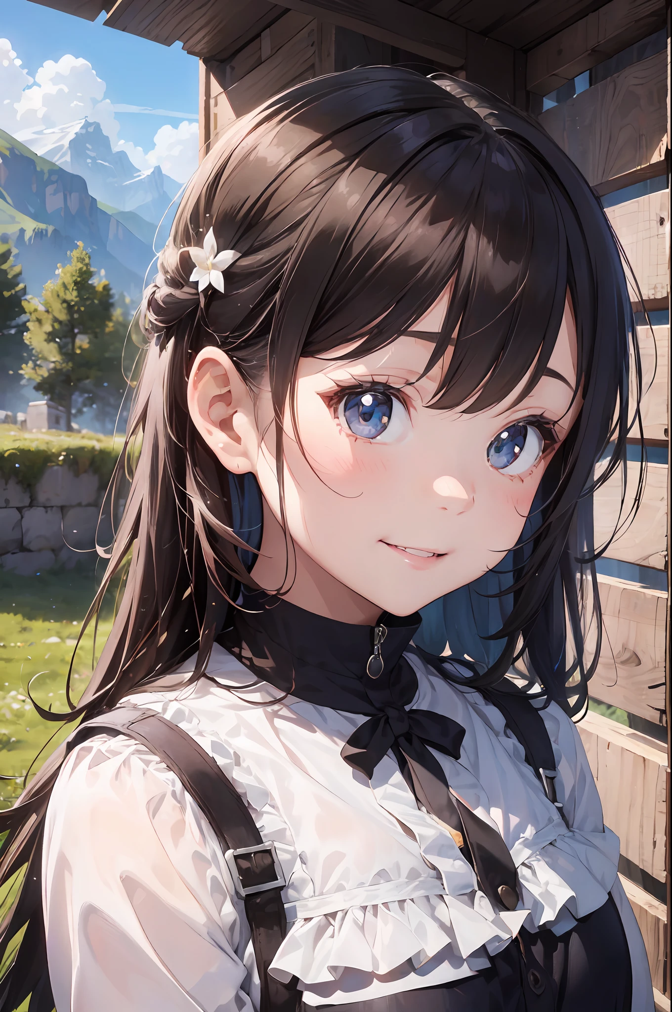 ((6year old girl:1.5)), Girl in 1, boobs loli, Petite girl, Complete anatomy, Whole body, child's body, child, Super Cute, garl, Little girl, Beautiful Girl, beautiful shining body, Bangs,Brown hair,high eyes,(aquamarine eyess), drooping eyes, Petite,tall eyes, beautiful girl with fine details, beautiful and delicate eyes, Detailed face, Beautiful eyes, beautiful shining body, a smile, Happiness, 

Whole body angle, alps, Shepherd's daughter, Mountain Girl, plein air, alpine meadow,

Natural light,((Realism: 1.2)), dynamic far view shot,Cinematic lighting, Perfect composition, by sumic.busty petite, superdetailed, Official art, Maste Piece, (Best Quality:1.3), glint, the Extremely Detailed CG Unity 8K Wallpapers, Detailed background, Maste Piece, Best Quality, (Maste Piece), (Best Quality:1.4), (ultra-high-resolution:1.2), (hiper realistic:1.4), (Photorealistic:1.2), Best Quality, High quality, Hi-Def, Detail enhancement,
