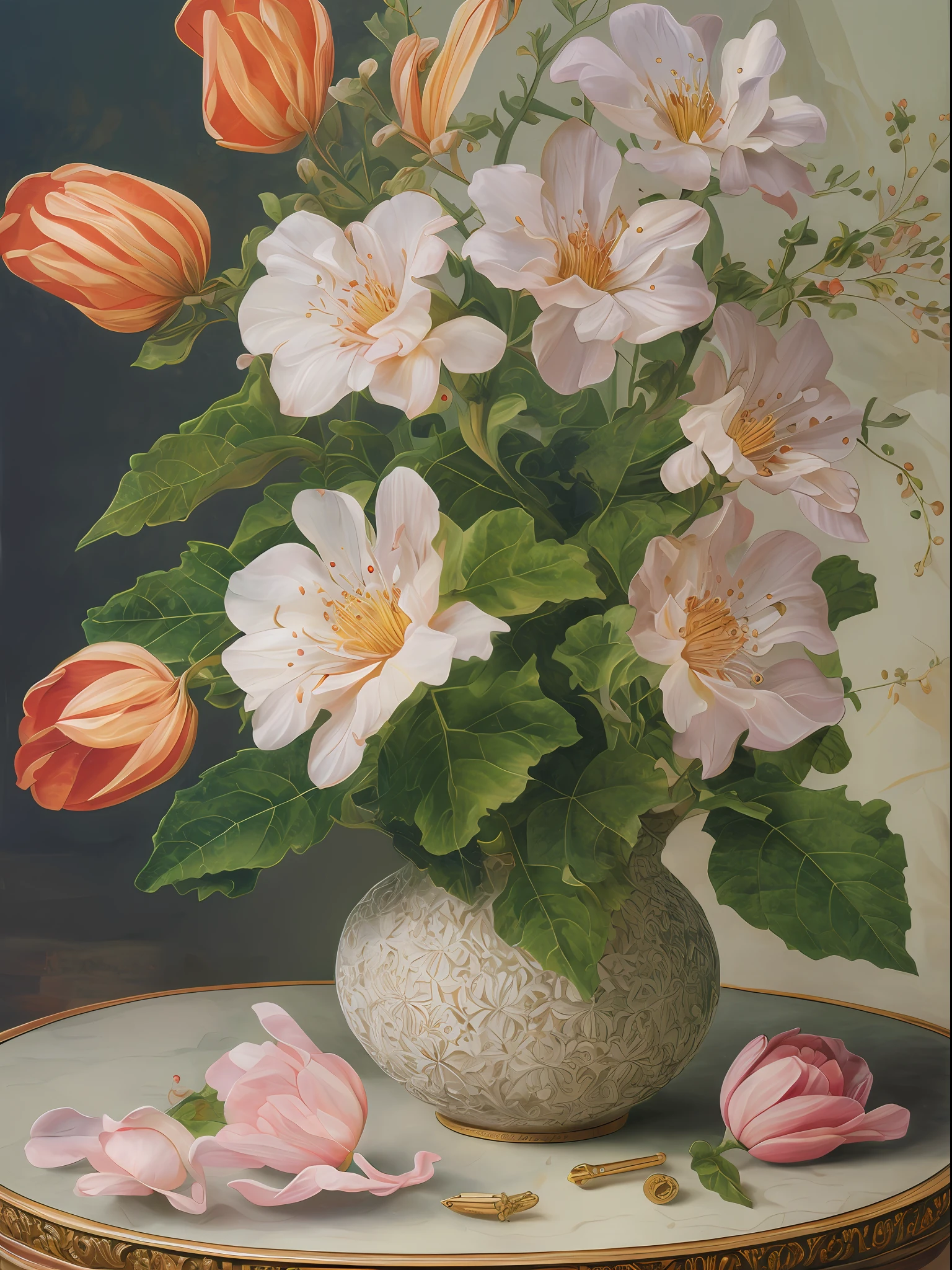 Absurd, ultra-detailed, high quality, masterpiece, Gloxinia flower , Pierre-Joseph Redouté art style , art detail painting