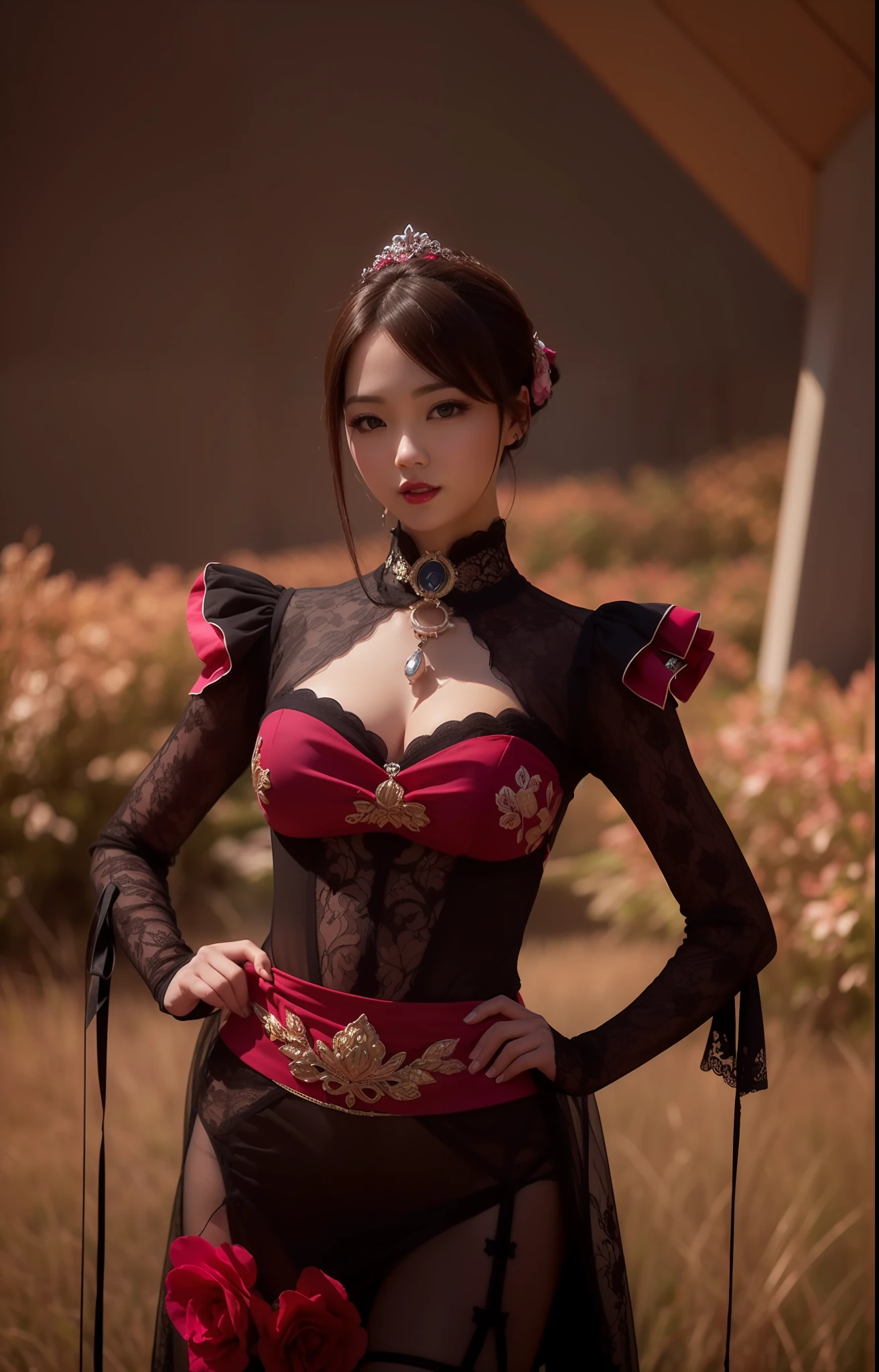 (masterpiece, best quality, extremely detailed 8k, ultra hd, ultra-detailed, highly detailed, highly realistic, ultra-realistic, photo realistic), (1girl:1.5), (beautiful cute Taiwanese, cute JAV idol), (detailed realistic skin), (realistic big breasts), (natural pink lipstick), slender abs,