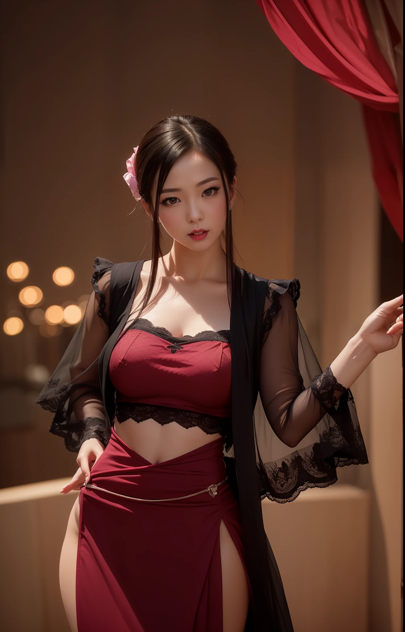 (nsfw:1.5), (masterpiece, best quality, extremely detailed 8k, ultra hd, ultra-detailed, highly detailed, highly realistic, ultra-realistic, photo realistic), (1girl:1.5), (beautiful cute Taiwanese, cute JAV idol), (detailed realistic skin), (realistic big breasts), (natural pink lipstick), slender abs,