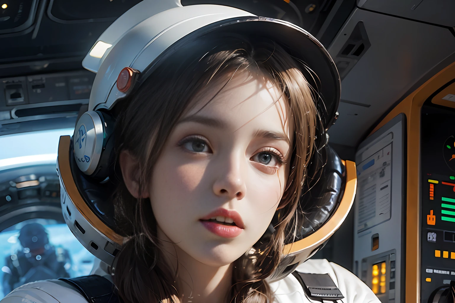 head phone space suits Inside the space station