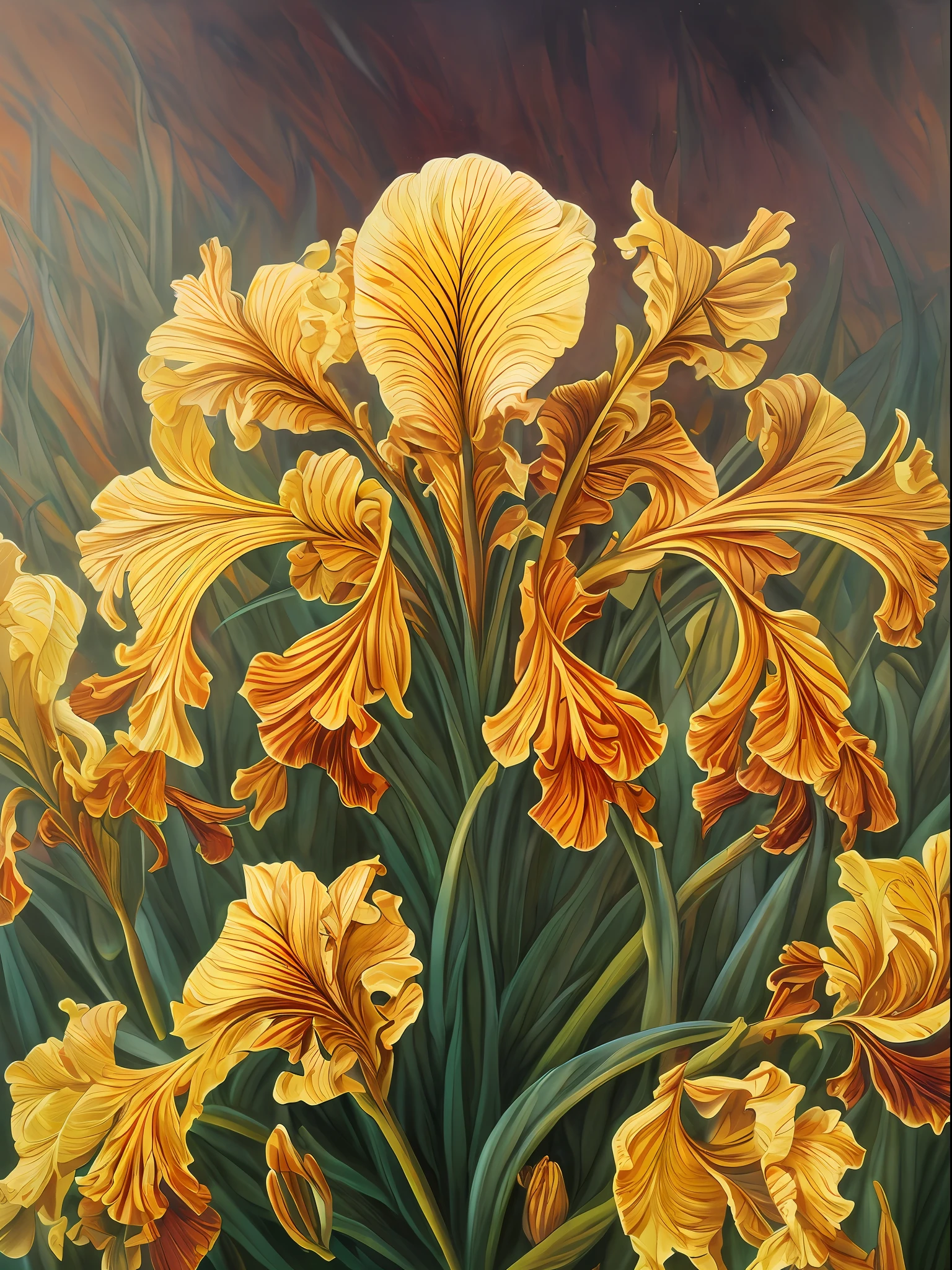 Absurd, ultra-detailed, high quality, masterpiece, iris flower , Pierre-Joseph art style , art detail painting , old art style