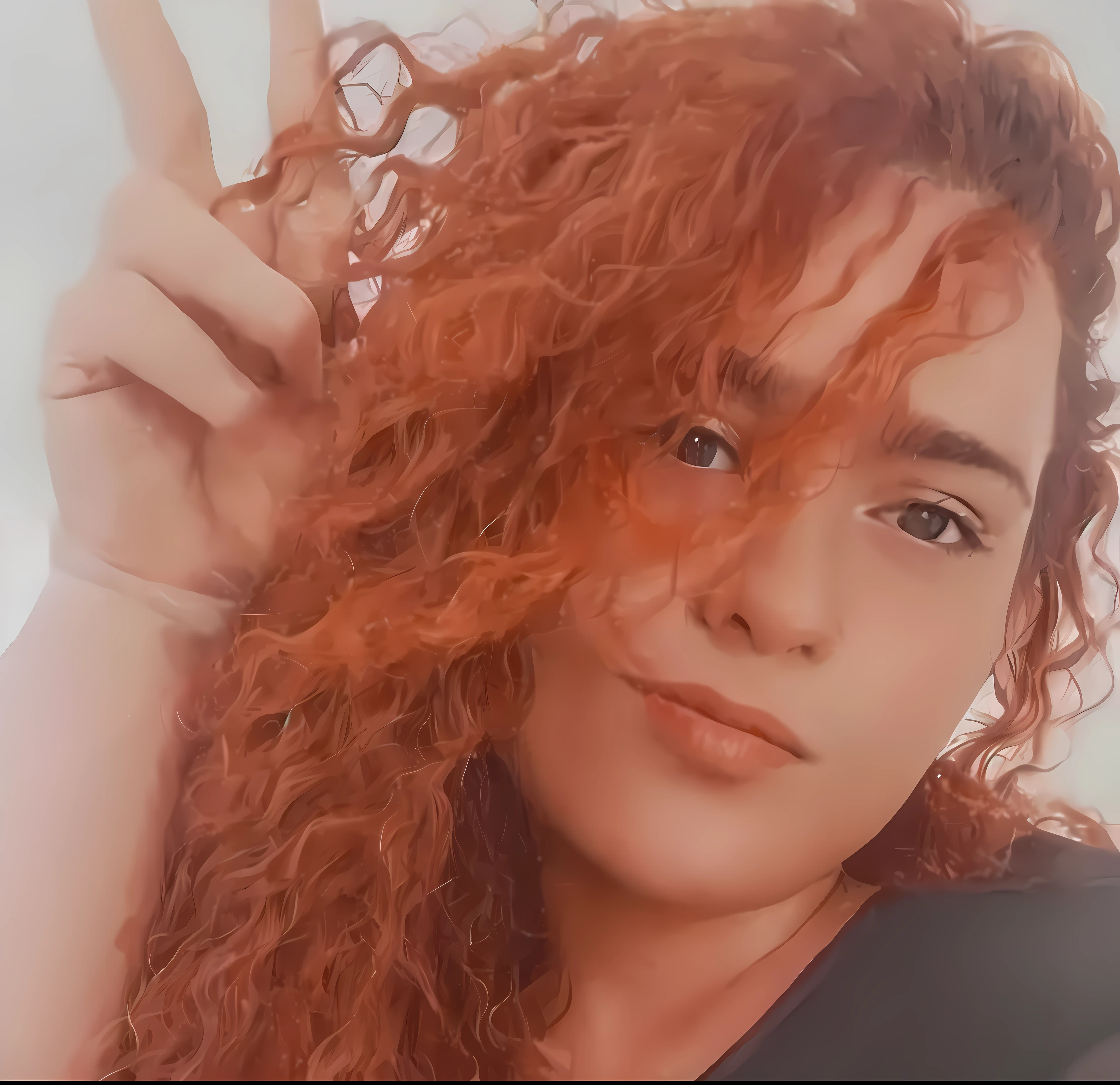 There's a woman with red hair posing for a photo, com cabelos ruivos cacheados, cabelos cacheados vermelhos, cabelos ruivos cacheados, cabelos cacheados cor de cobre, Mulher de 30 anos de Cuba, cabelos cacheados vermelhos, longos cabelos vermelhos cachos, cabelos ruivos grandes ondulados, com cabelos ruivos, Directed by: Nandor Soldier, gengibre cabelo ondulado, longos cabelos ondulados laranja