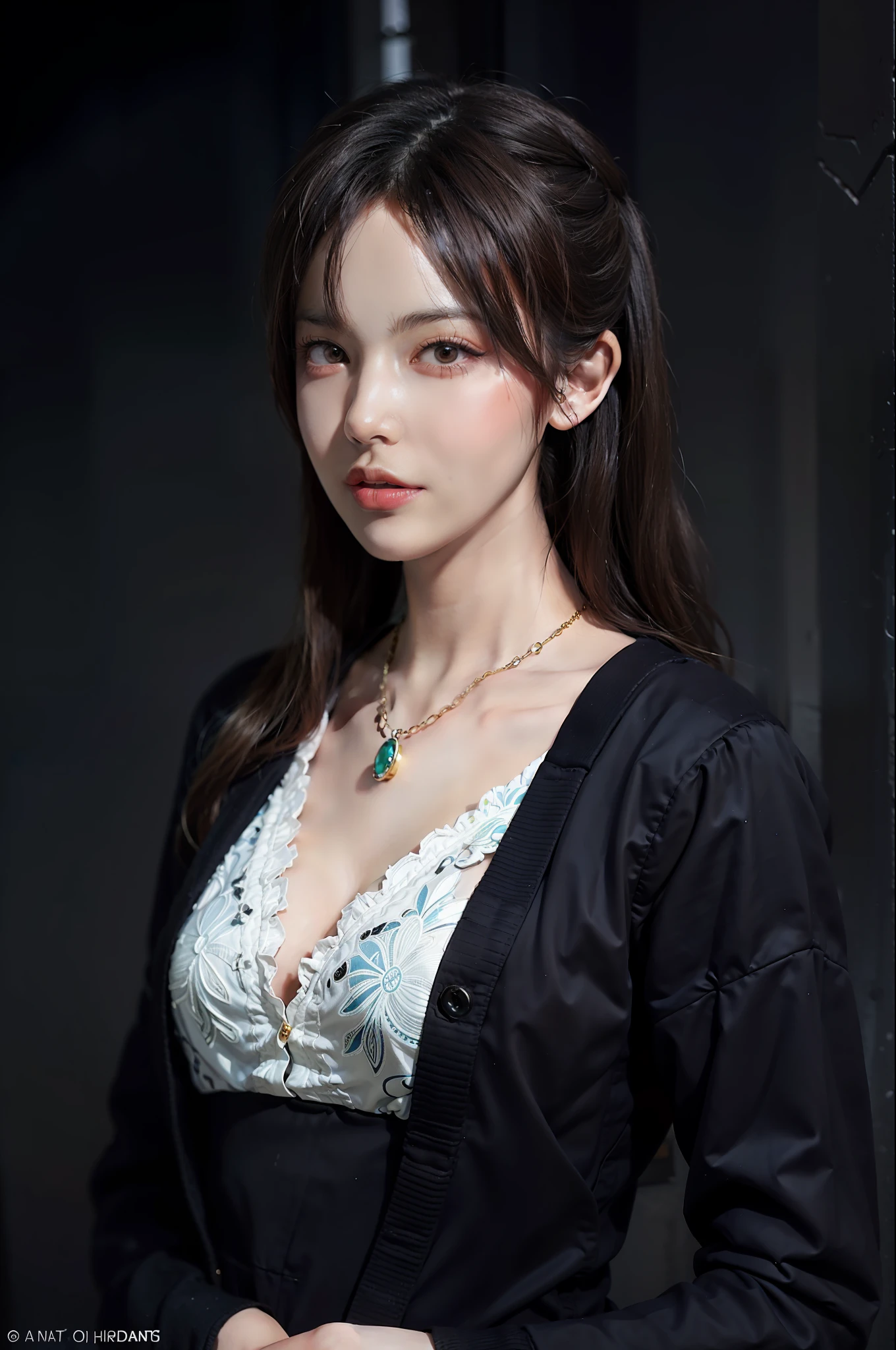 Hyperrealist portrait of female by david hockney and alphonse mucha,fantasy art, photo realistic, dynamic lighting, artstation, poster, volumetric lighting, very detailed faces, 4 k, award winning,, 1girl, in the dark, deep shadow, low key,cowboy shot,(official clothing:1.4) ,long hair,white hair,