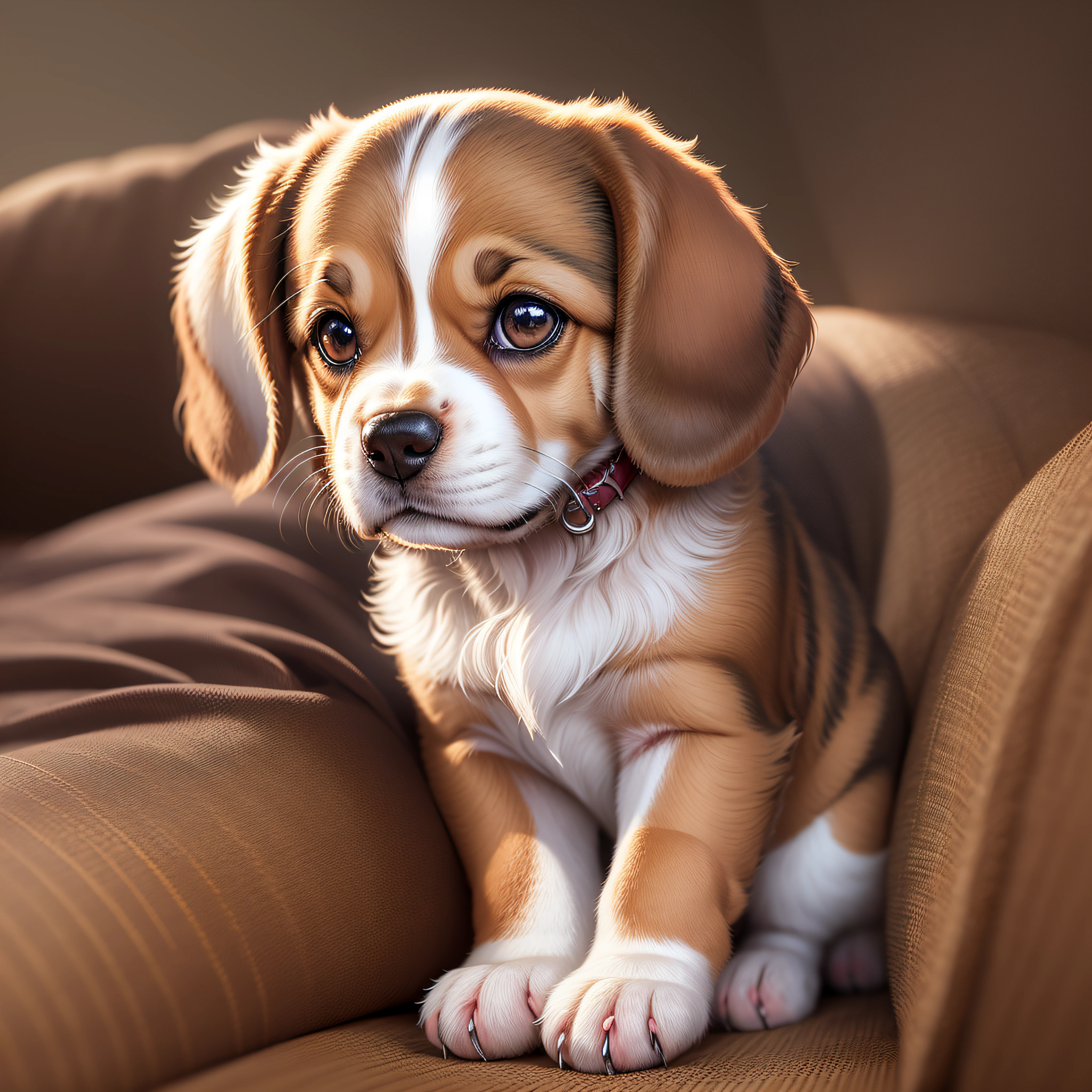 Introduction and introduction of the main character, a small and adorable beagle dog, solar warm light