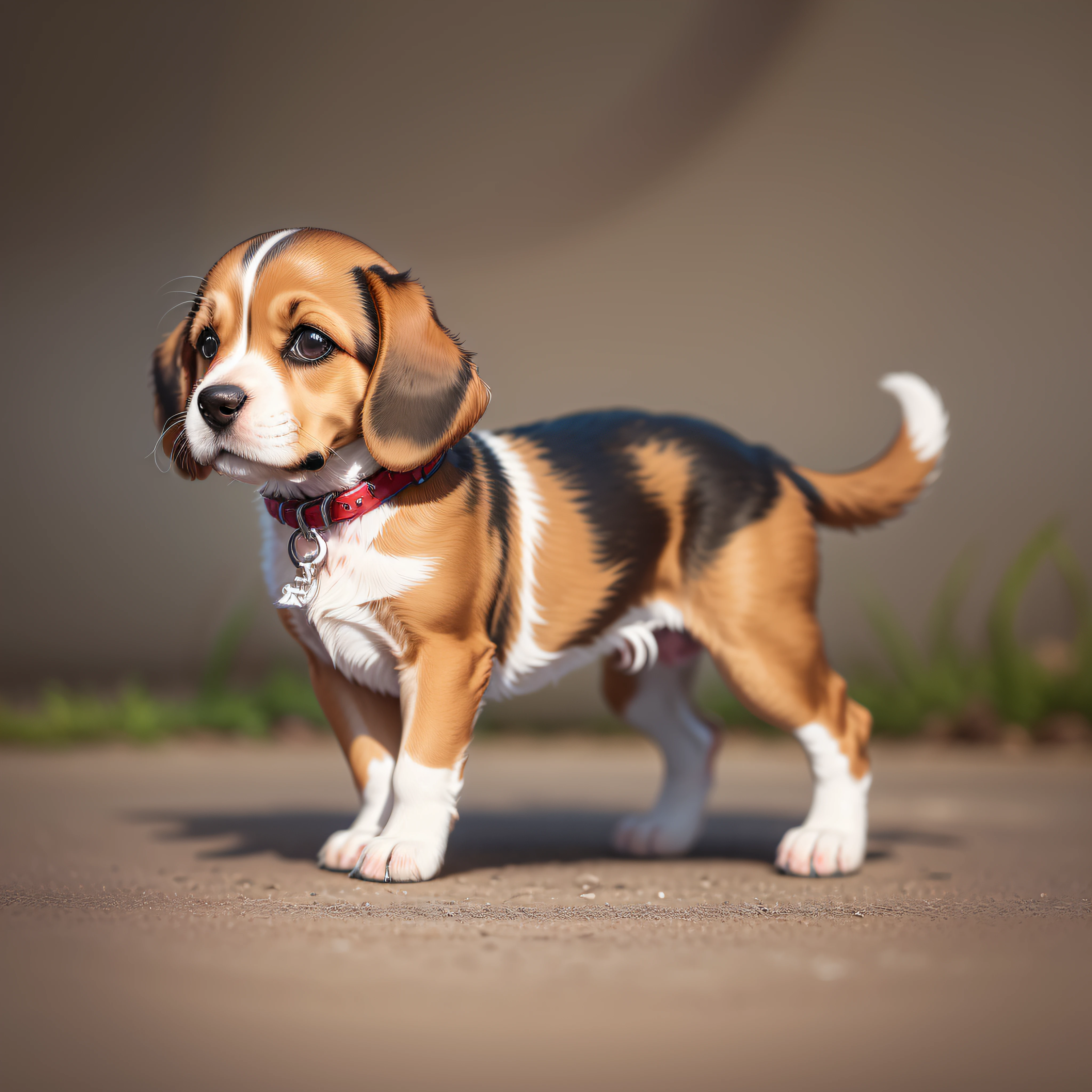 Introduction and introduction of the main character, a small and adorable beagle dog, solar warm light