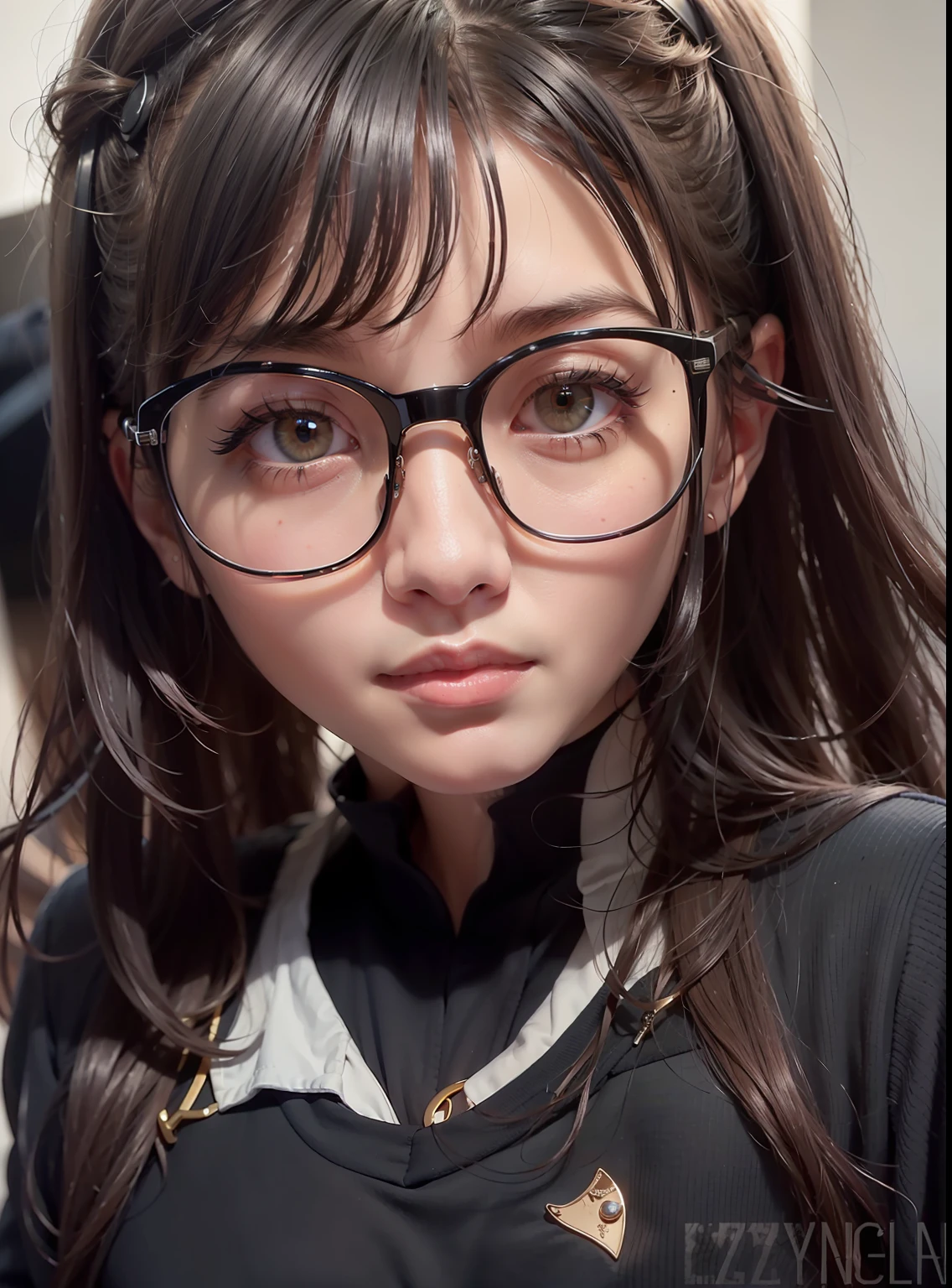 (Close-up Shot Shot,Close-up of people:1.5)Characters with glasses: jaeyeon nam, ulzzangs, Shin Jinying, Ziyu, Korean faces;Glasses shape, Black glasses, large round glasses, thick round spectacles, Thin large round glasses, Harry Potter glasses, Purple shirt; A charming Korean face, high brightness, softlighting, Gorgeous lens effect.
