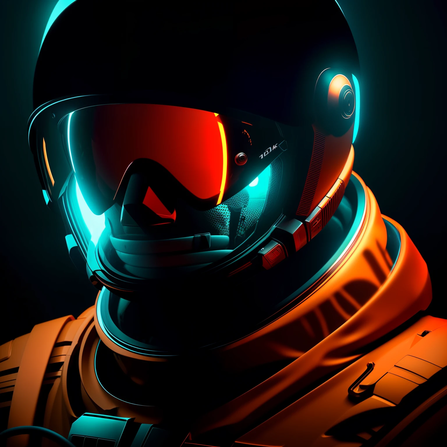 neon-ground-astronaut scifi style, male human figure in astronaut suit, medium shot, fog around, glowing helmet, planets reflected in helmet visor dynamic lighting in red tones, cinematic photography atmospheric lighting, hyperdetail features, color tracing lightning, high reflection, 3D, cinematic lighting, dark shadows, unrealistic engine 5 rendering, hyperdetail, trending in artstation, 4k, extremely high detail, ultra hd, hdr, 8k, extremely high detail. --auto