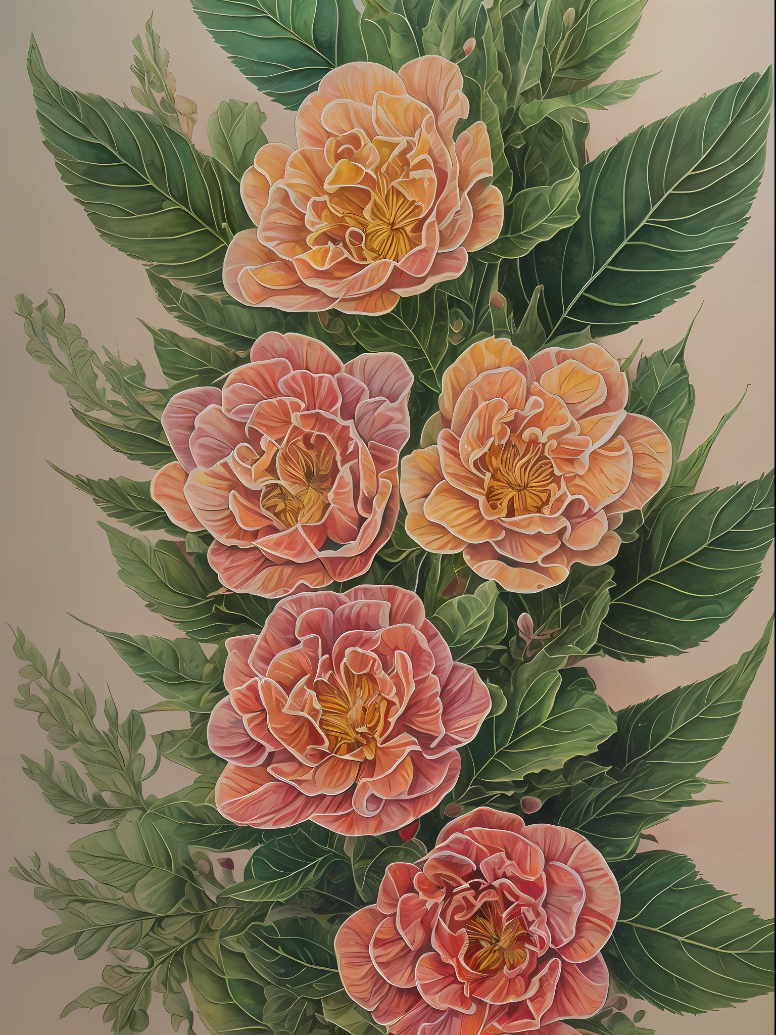Absurd, ultra-detailed, high quality, masterpiece, Gloxinia flower , art detail painting , botanical art, aesthetic qualities, shapes, lines, colors, tones and textures
