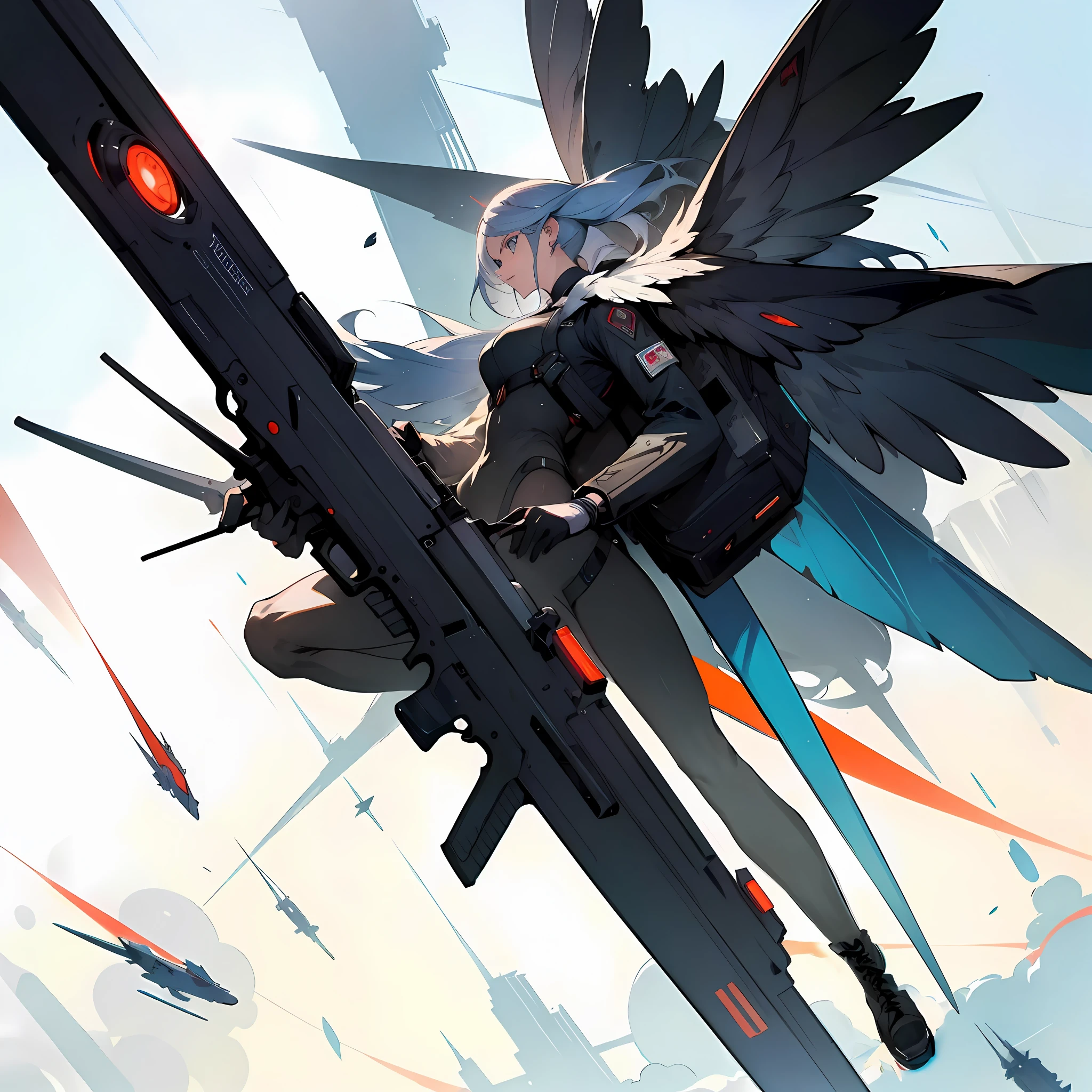 Black combat boots,style of anime