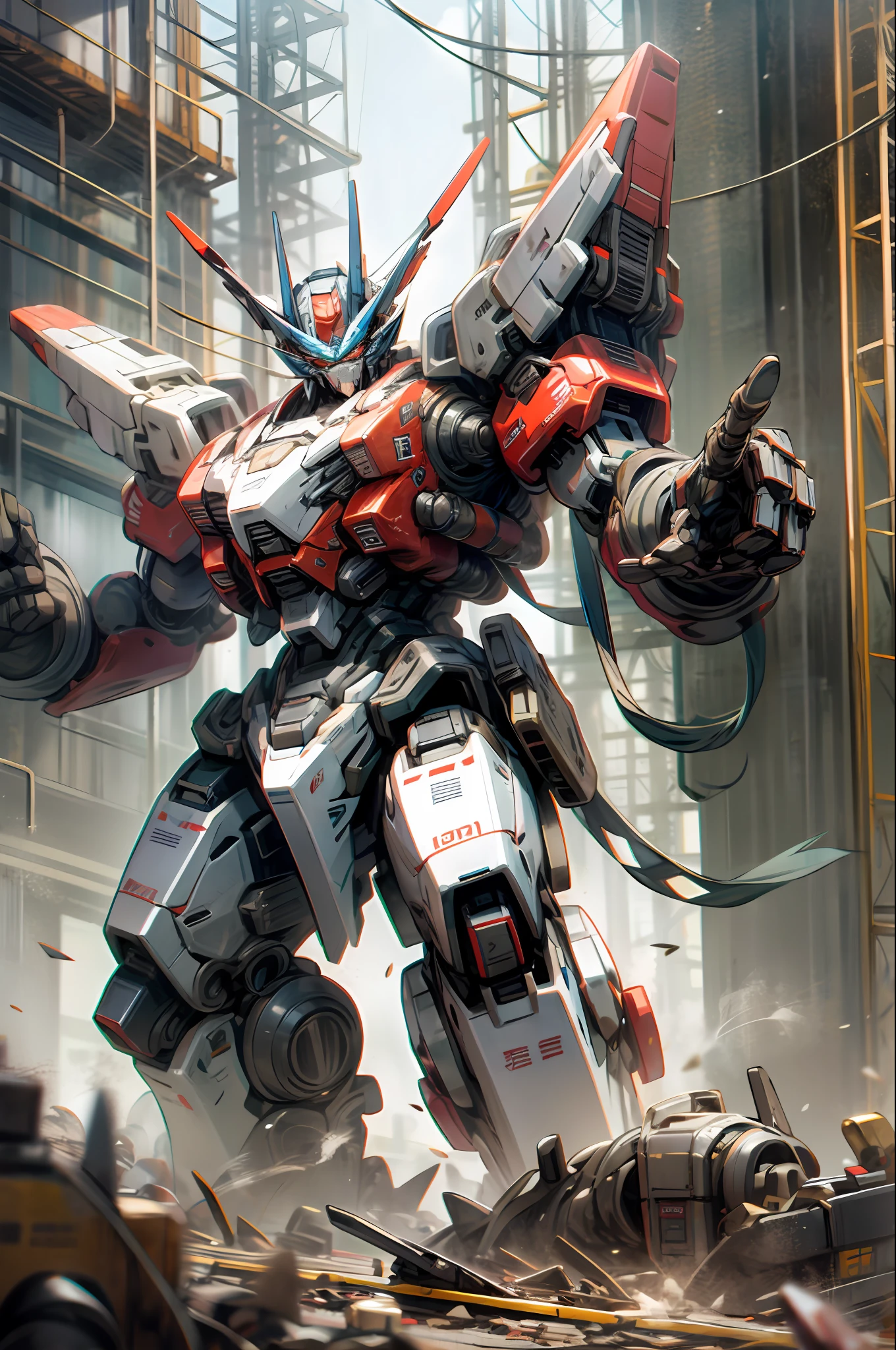 mechs,Red,super detailing,large tall,Transformers