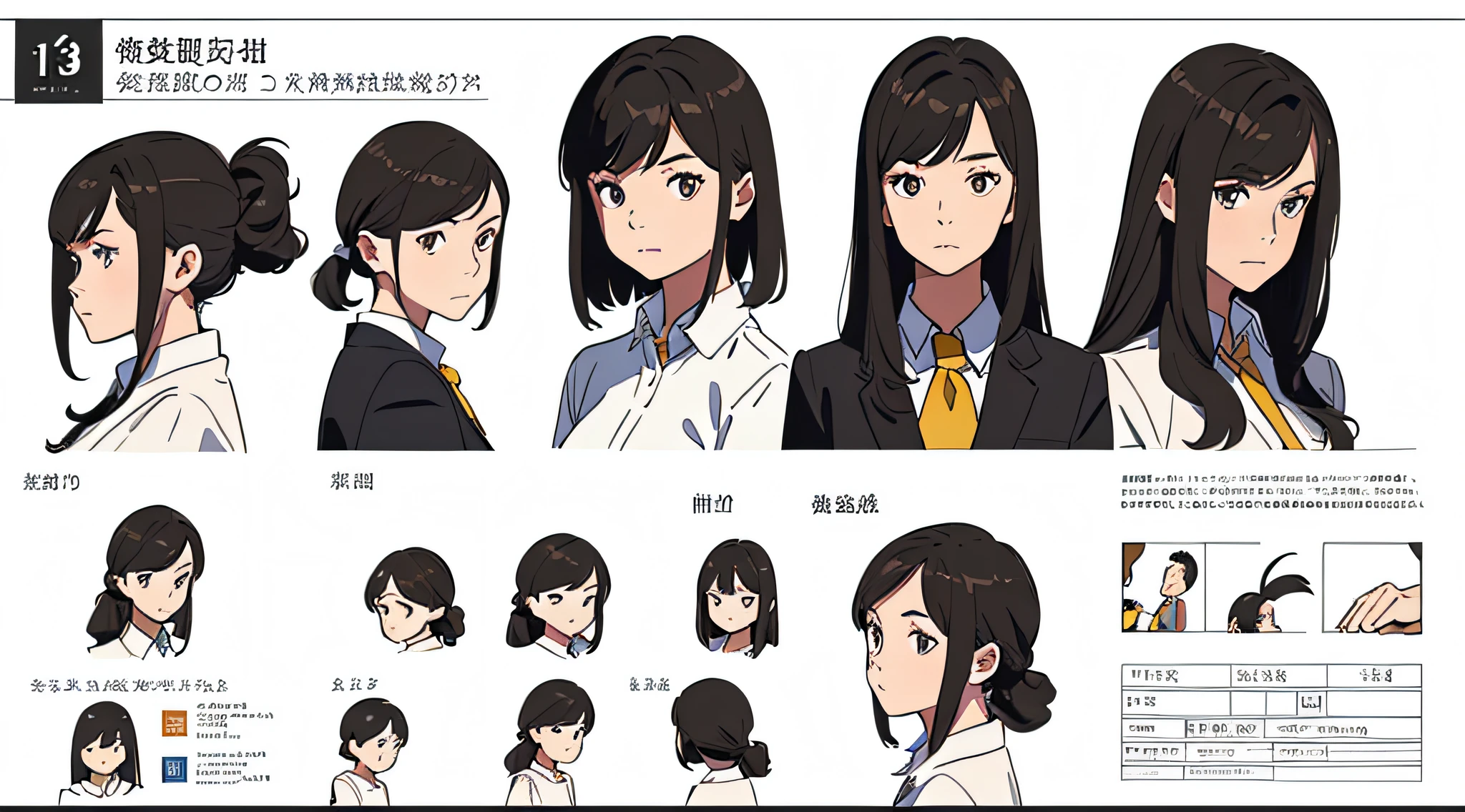 ((masterpiece)),(((best quality))),(character design sheet, same character, front, side, back), illustration, 1 girl, hair color, bangs, hairstyle fax, eyes, environment change scene, Hairstyle Fax, Pose Zitai, Female, Shirt Shangyi, Star, Charturnbetalora, (simple background, white background: 1.3), --6 --auto