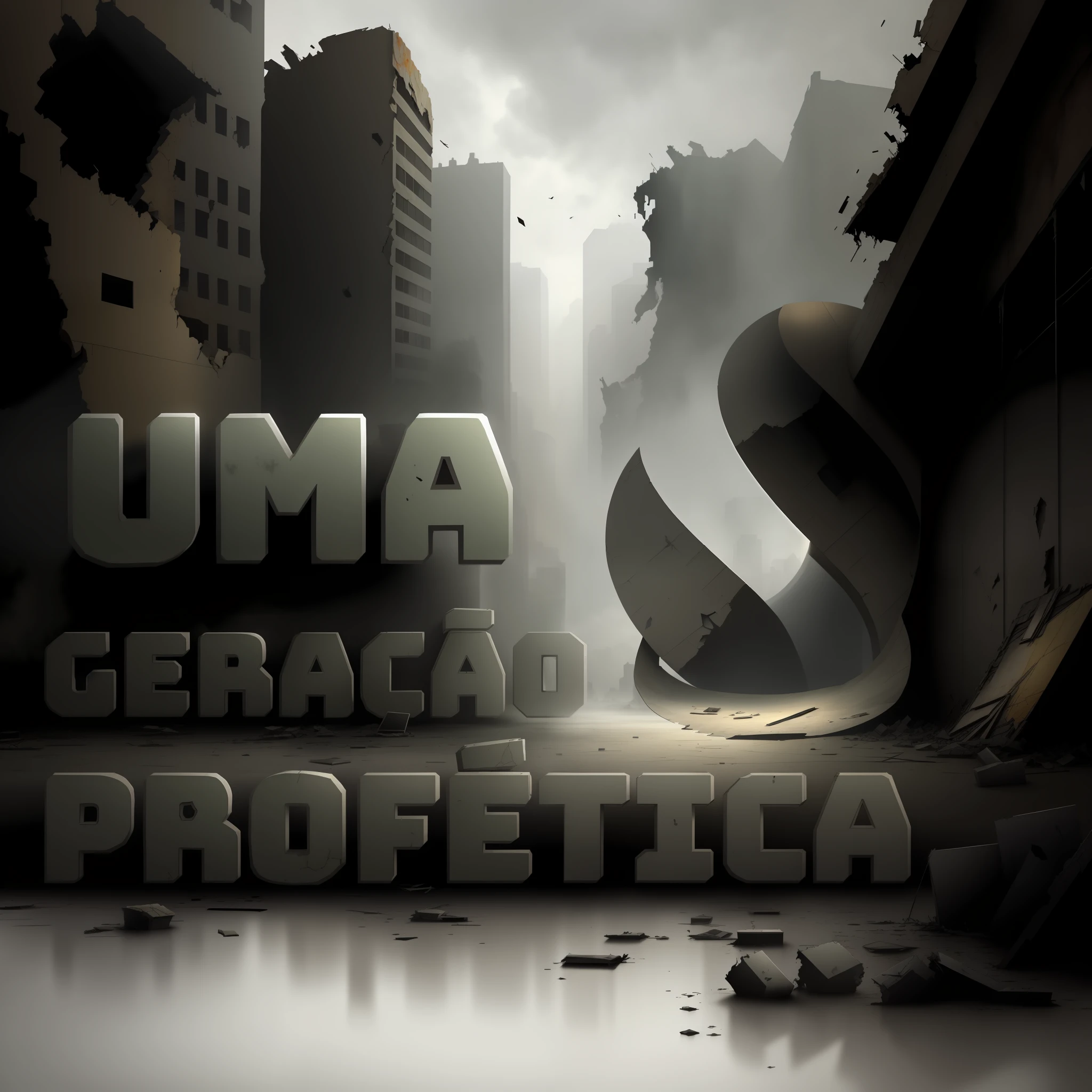 Apocalyptic background: destroyed city,