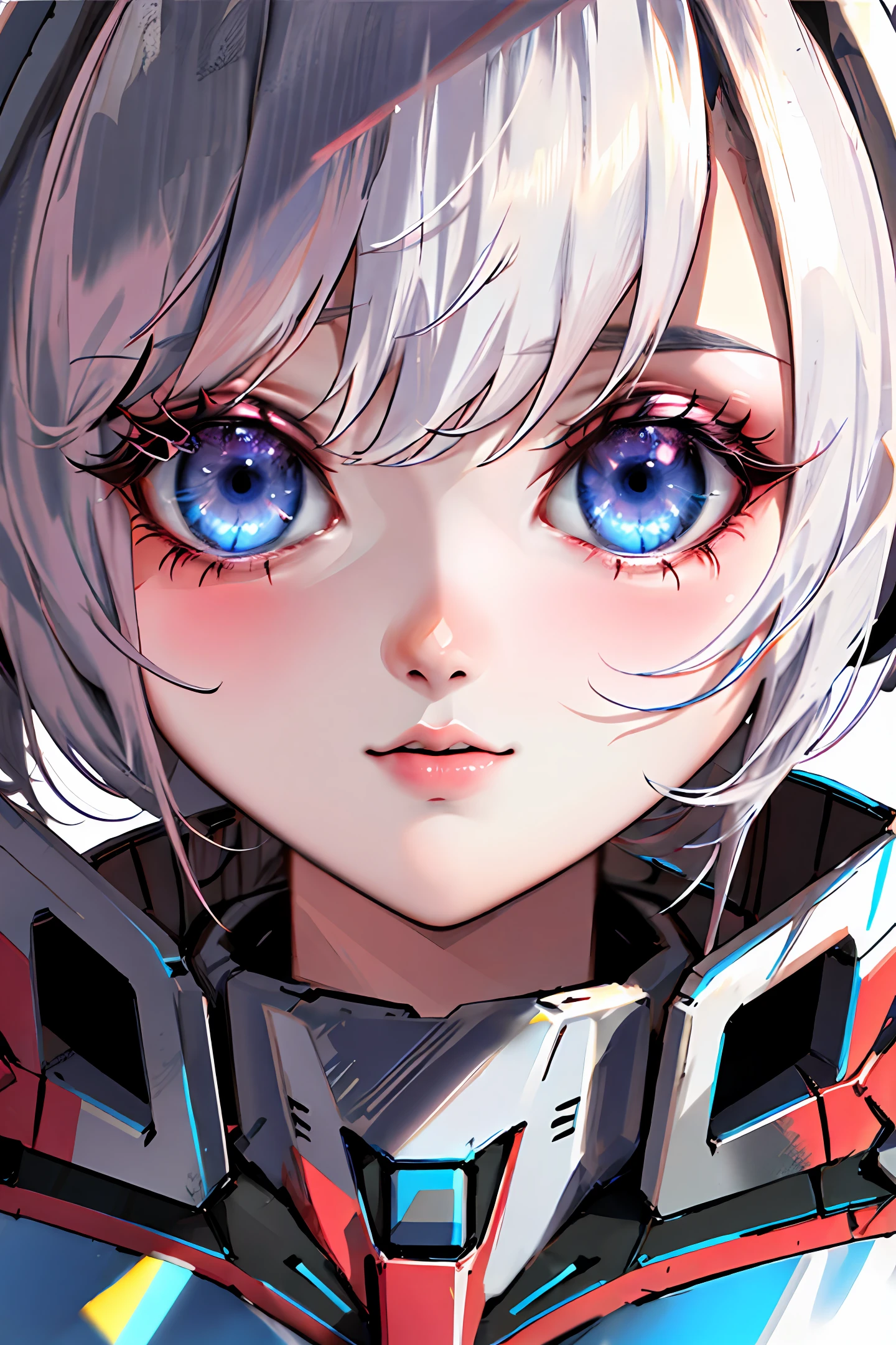 Mecha girl pink,closeup of face