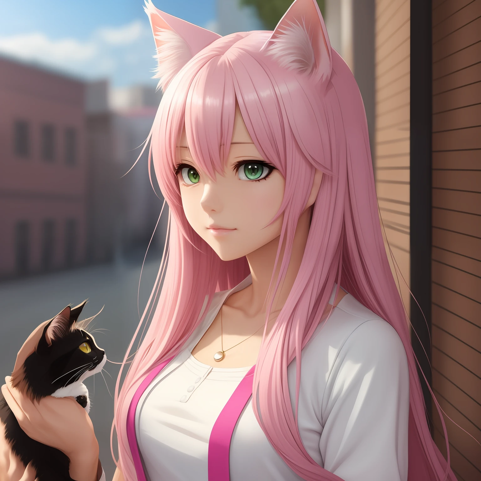There is a woman with pink hair and cat ears, very beautiful cute catgirl, attractive cat girl, real life anime girl, Hyper realistic anime, beautiful anime catgirl, anime catgirl, beautiful young catgirl, Very Beautiful Anime Cat Girl, a hyperrealistic schoolgirl, Seductive Anime Girl, cute anime catgirl, Anime girl with cat ears