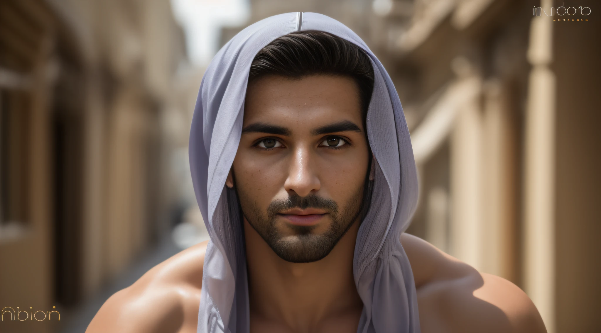 A 30-year-old man from Arabia, barbado, barba cheia, muito bonito, modelo, looking-into-camera, imagem detalhada, UHD, 8k, bem iluminado