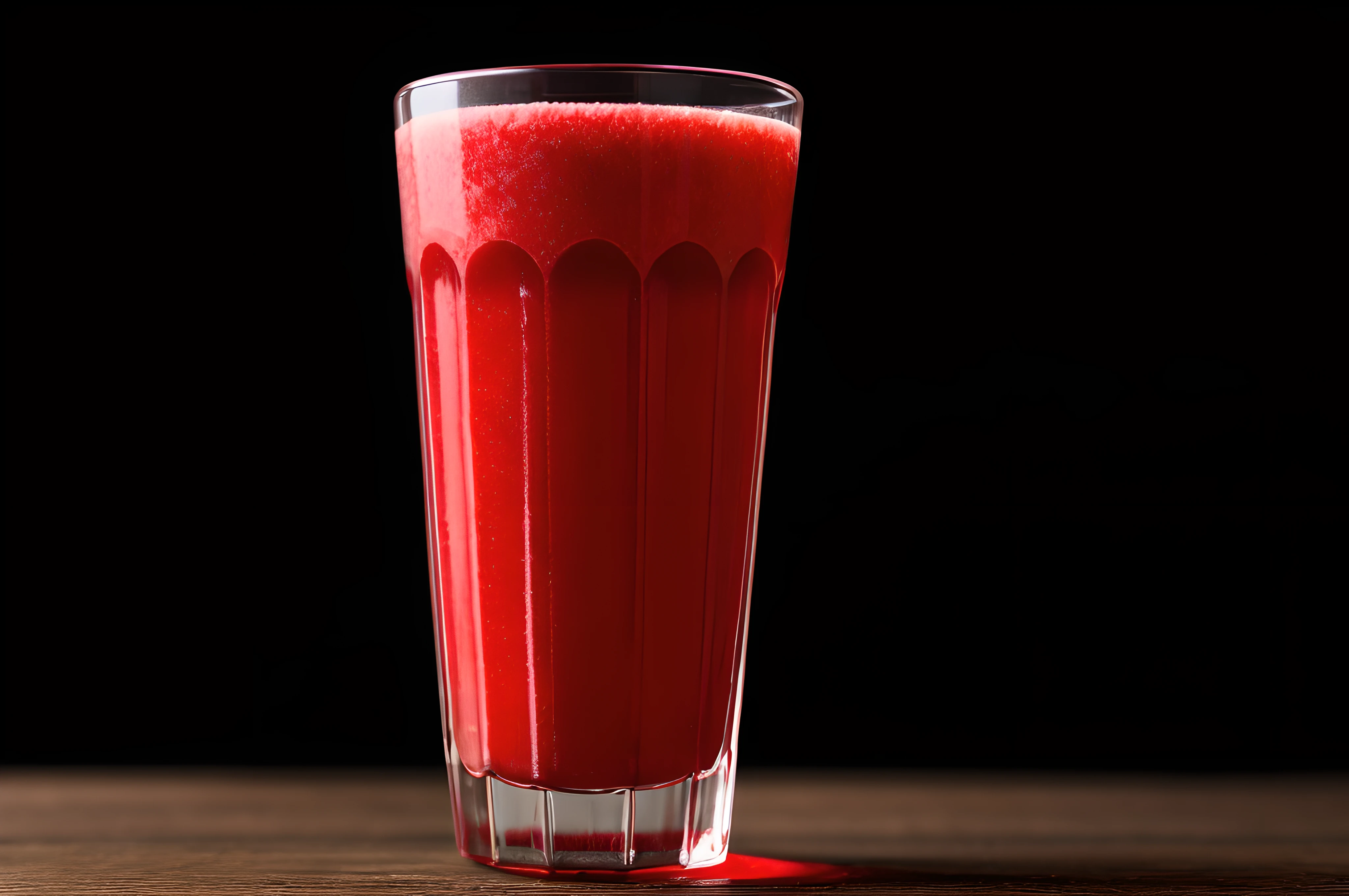strawberry juice, front view, cinematic image, isolated black background
