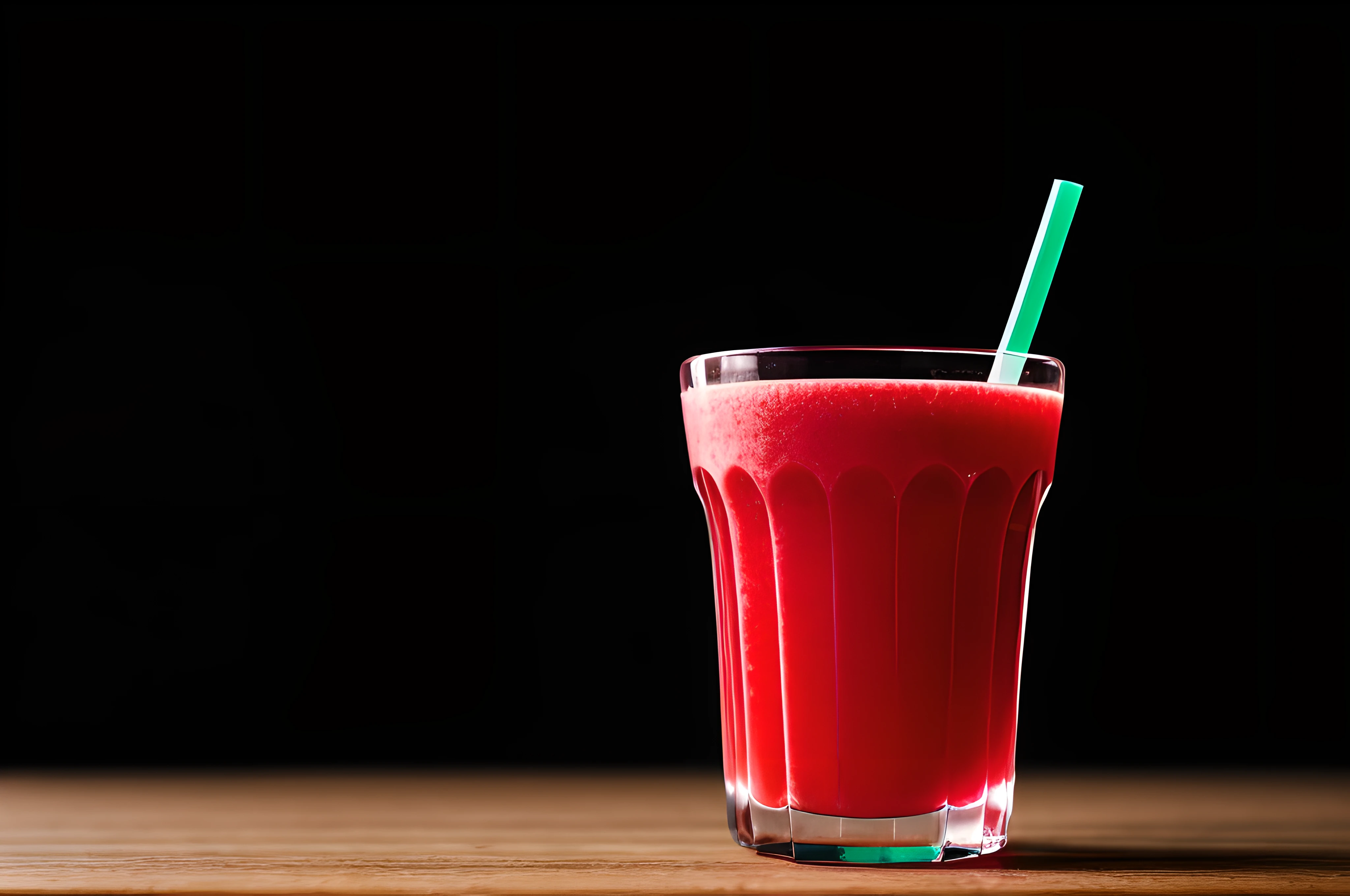 strawberry juice, front view, cinematic image, isolated black background