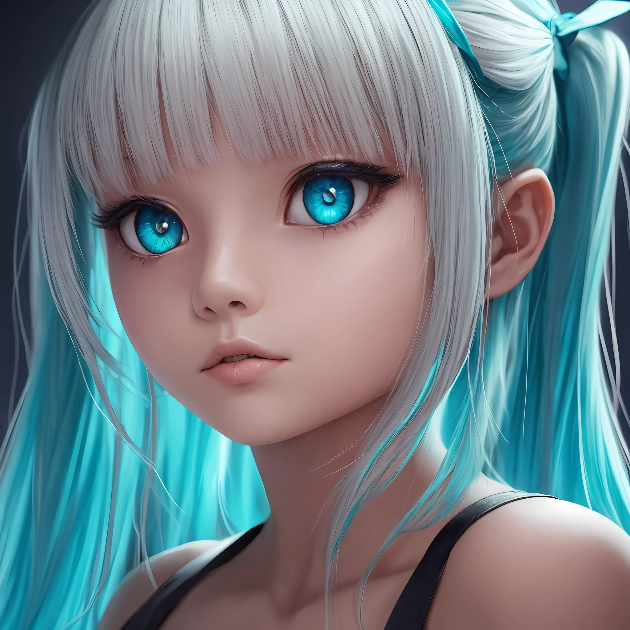 gradient hair, twintails, ribbon, aqua eyes, gradient eyes, Surrealism, chiaroscuro, 8k, super detail, UHD, ccurate, textured skin, super detail, high details, high quality, best quality, 16k --auto