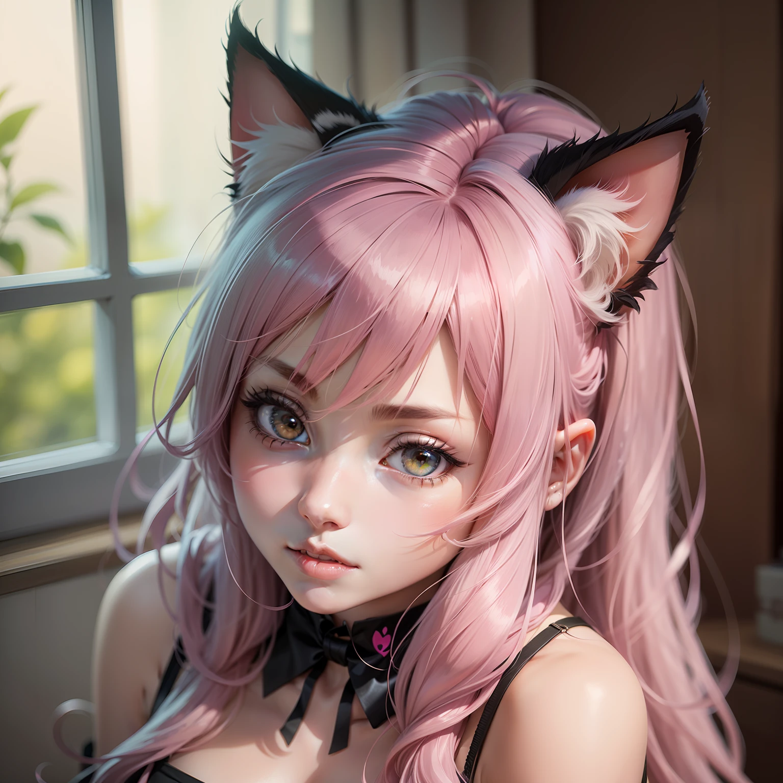 There is a woman with pink hair and cat ears, very beautiful cute catgirl, attractive cat girl, real life anime girl, Hyper realistic anime, beautiful anime catgirl, anime catgirl, beautiful young catgirl, Very Beautiful Anime Cat Girl, a hyperrealistic schoolgirl, Seductive Anime Girl, cute anime catgirl, Anime girl with cat ears