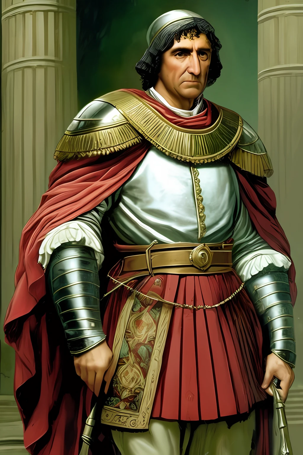 Julius Caesar, imperador romano, acompanhado de seus soldados no campo de batalha. --auto --s2