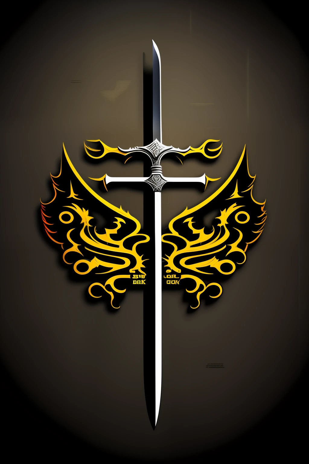 Sword slashes the black gold dragon,logo,breathingfire,watermarked:Kassel