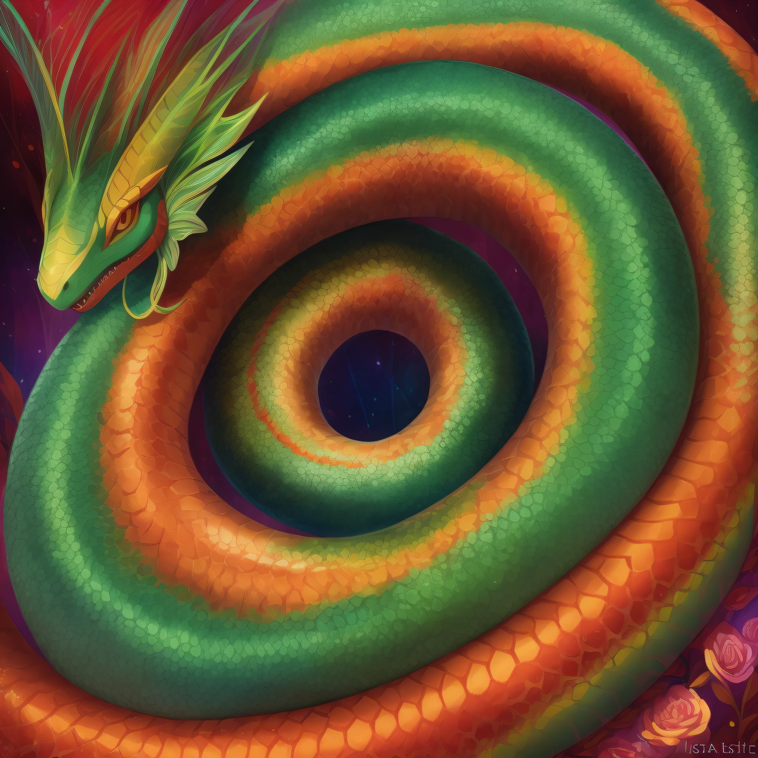 serpente, floresta, animal, rastejante, imagem realista