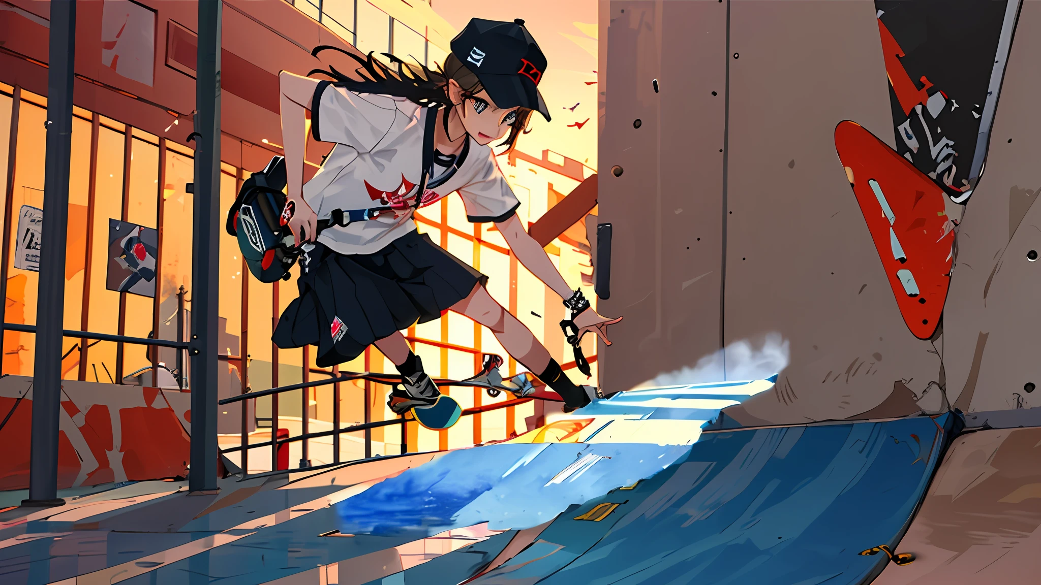 Cobalt blue and lemon yellow skateboard