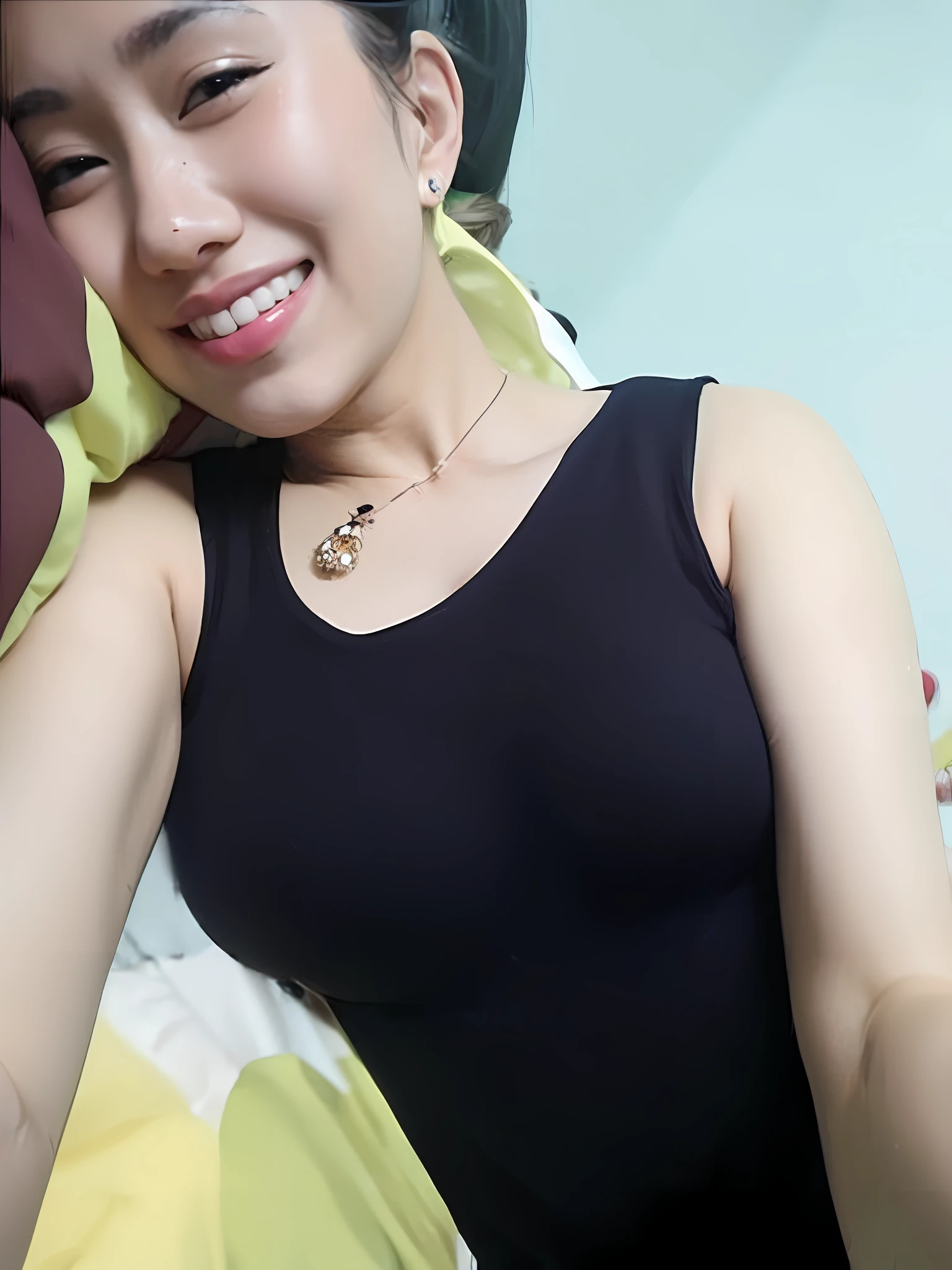 head to thigh, (photorealistic:1.4), best quality, bedroom, (25yo cute girl:1.2), (looks confused:1.2), (Jpop:1.08), (cute eye makeups:1.1), (see-through lace leotard), pubic hair, round breasts, (hands behind head:1.1), (armpits:1), (brown hair:1.2), (ulzzang-6500-v1.1:0.66)
