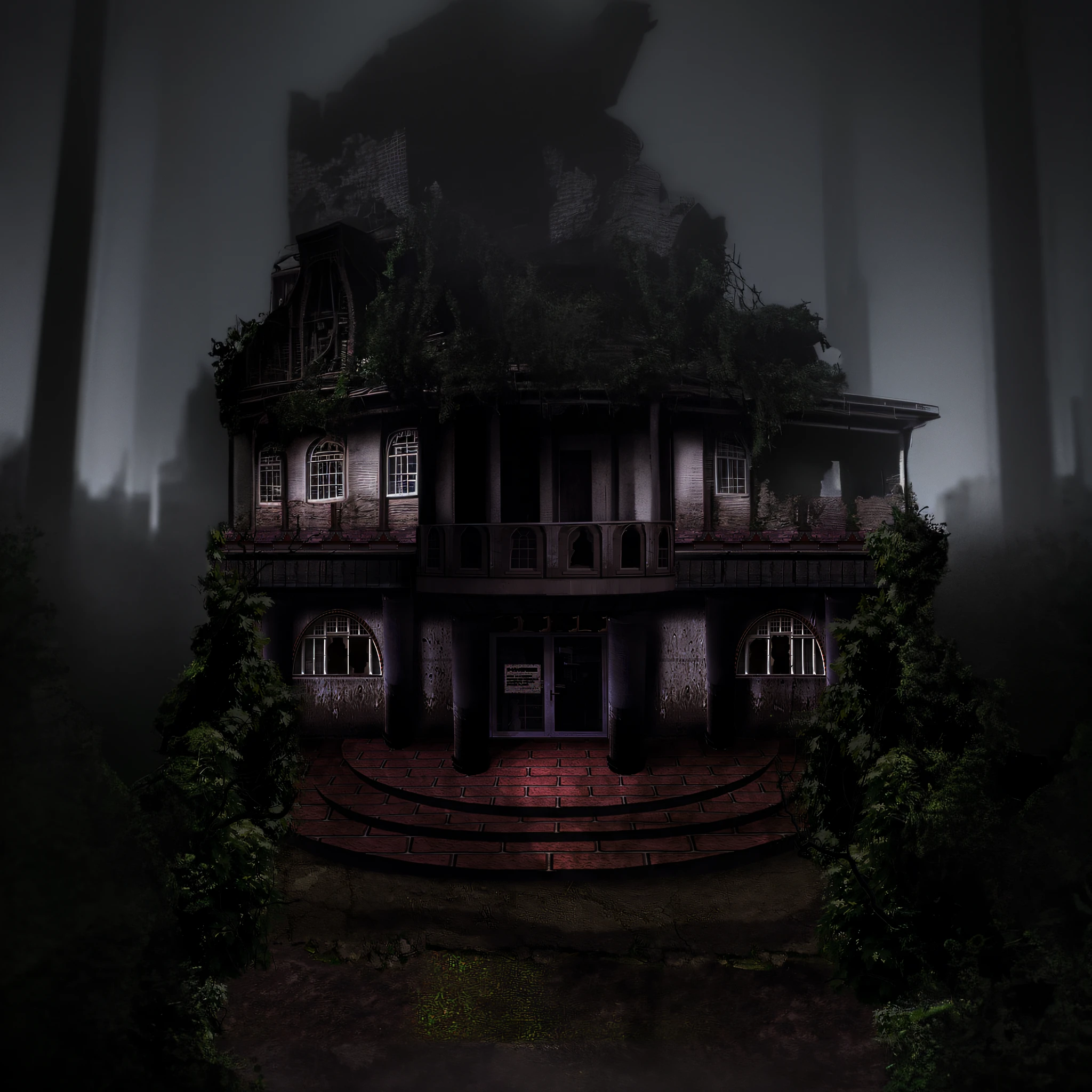 Spooky Western-style building、motel、2Floory Western-style building、Western-style building in ruins、ruins、Resident evil、Western-style building in the forest、ruins