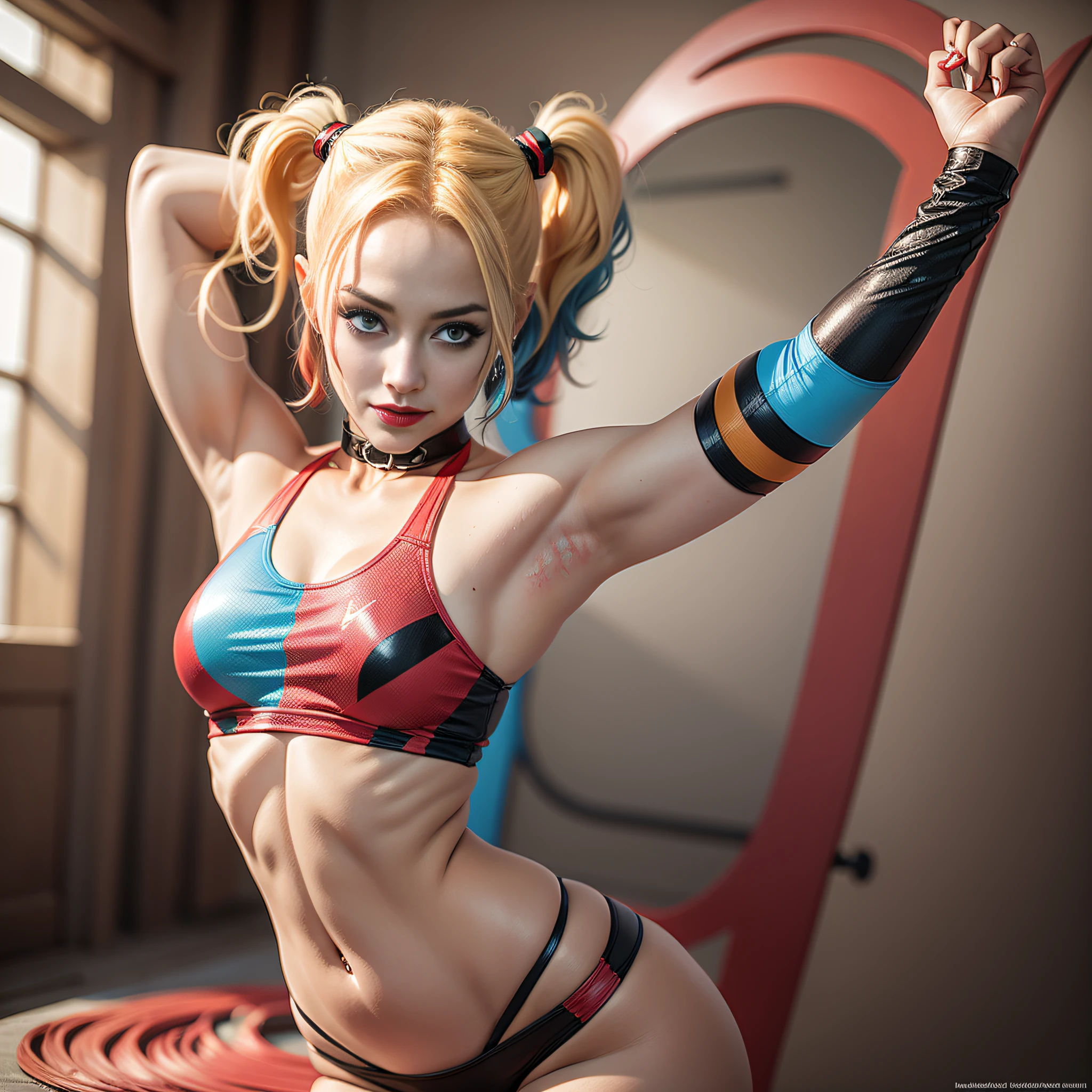 harley quinn, sexy pose, full body, athletic body, high quality photo,