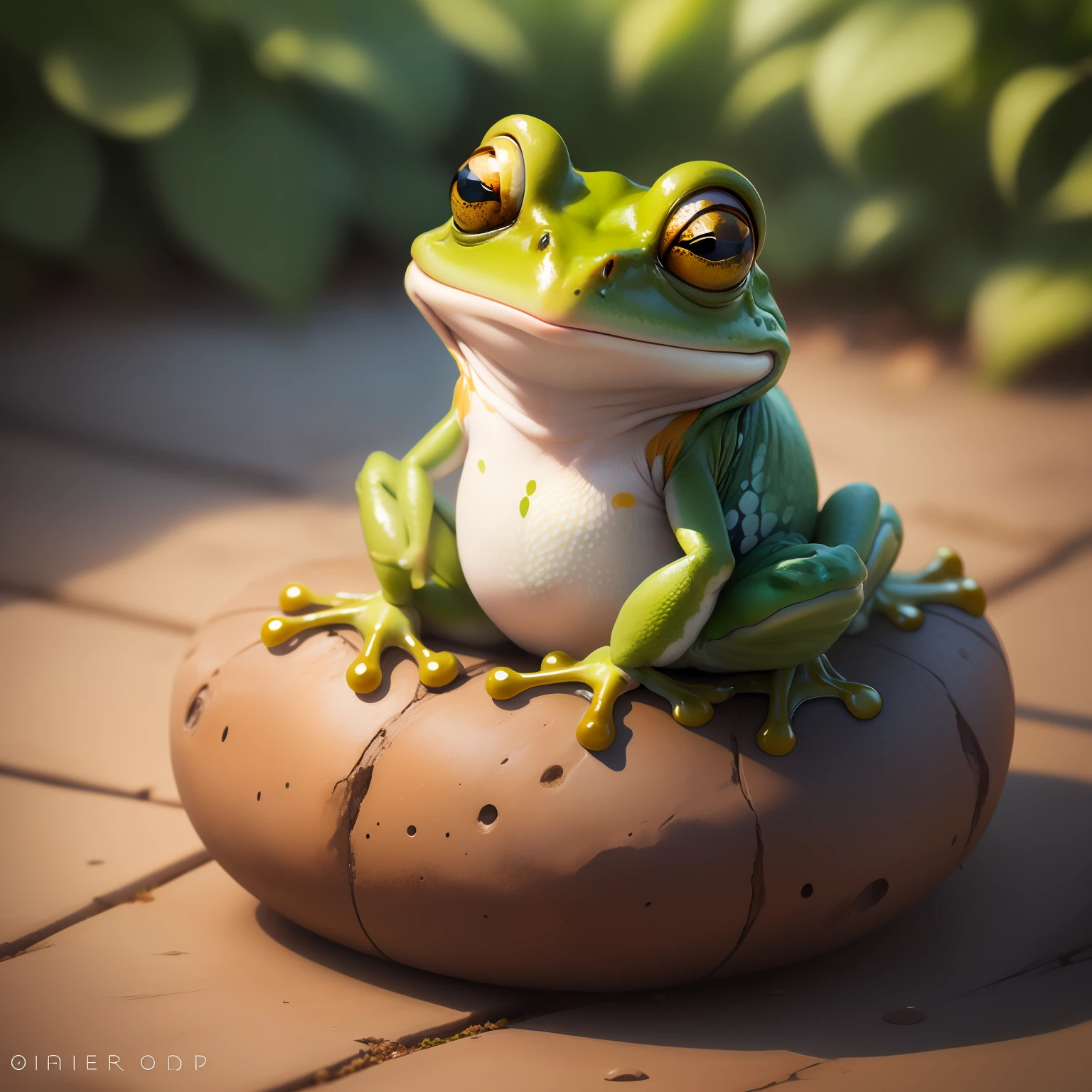 reproduce the frog in the photo in other scenarios