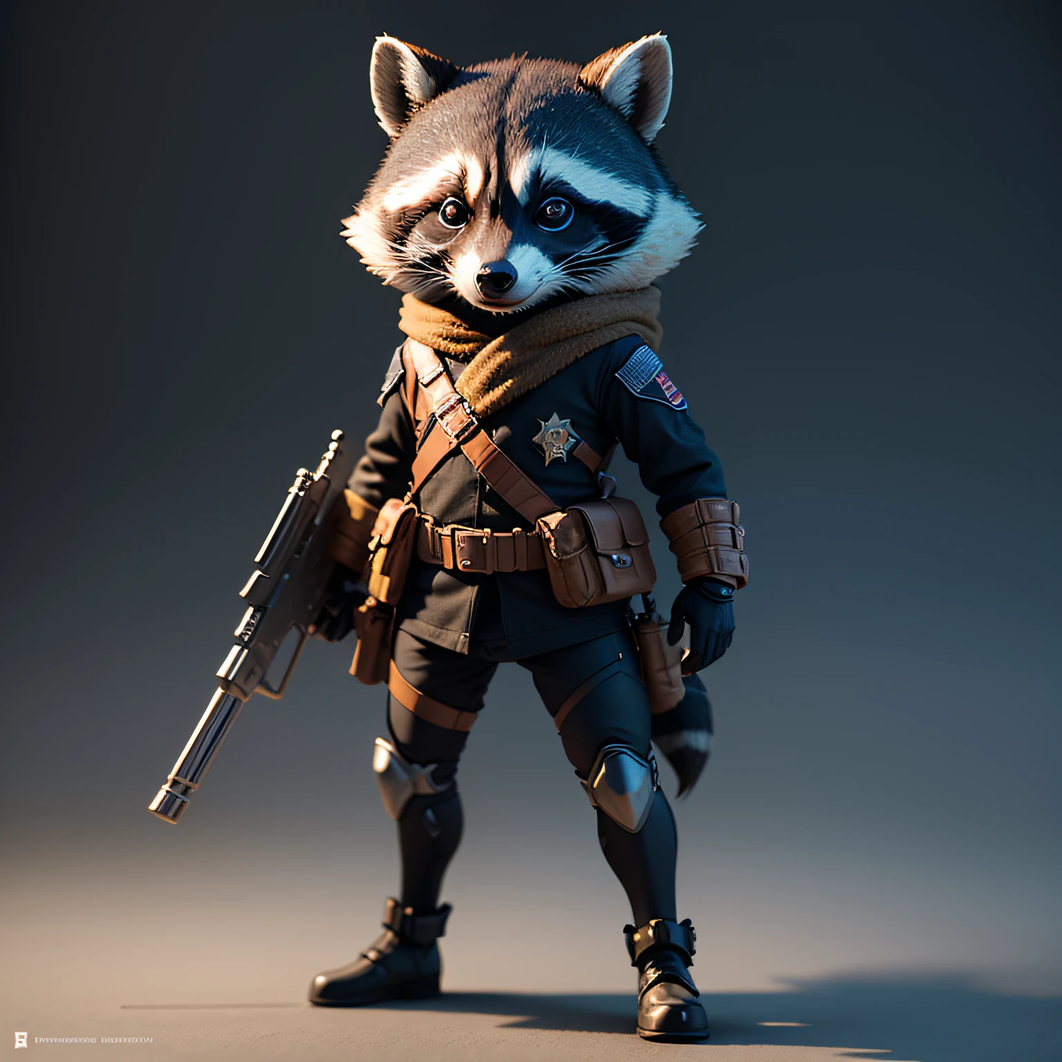 raccoon soldier Take a weapon,Futuristic,Sense of technology,mockup,3D,blind box of toy, full length shot,pastel,translucent shader,shiny materials, clean the background, the best quality，ultra detailed,soft shadows,soft light,dreamy color,C4D，pinterest，bahance --auto