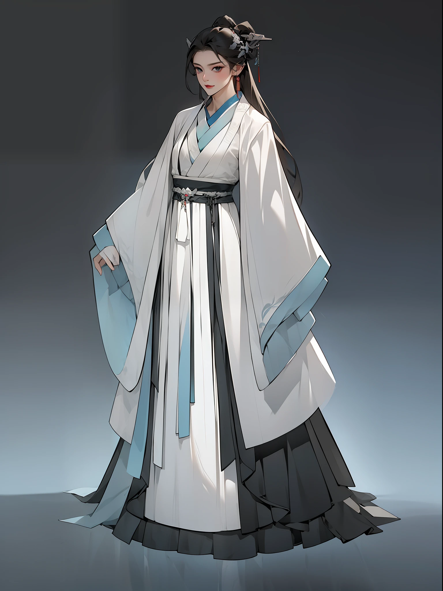 One guy、full bodyesbian,, tmasterpiece, Ultimate,(a color),Chinese clothes of the Ming Dynasty,Gorgeous collared top,pleated long skirt, cloaks,Hanfu,Embroidery,gameicon,