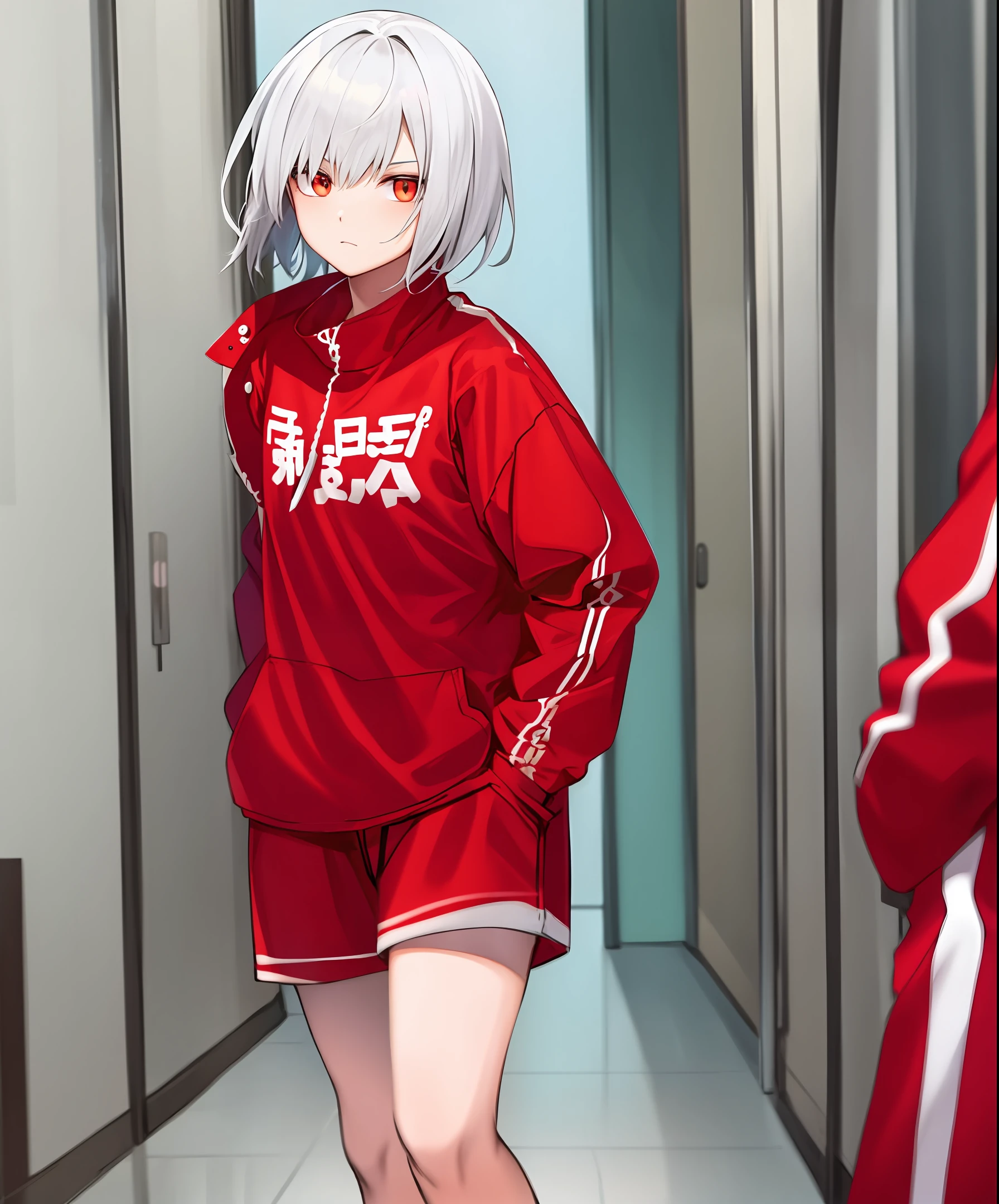 White hair, short hair, red clothes, anime