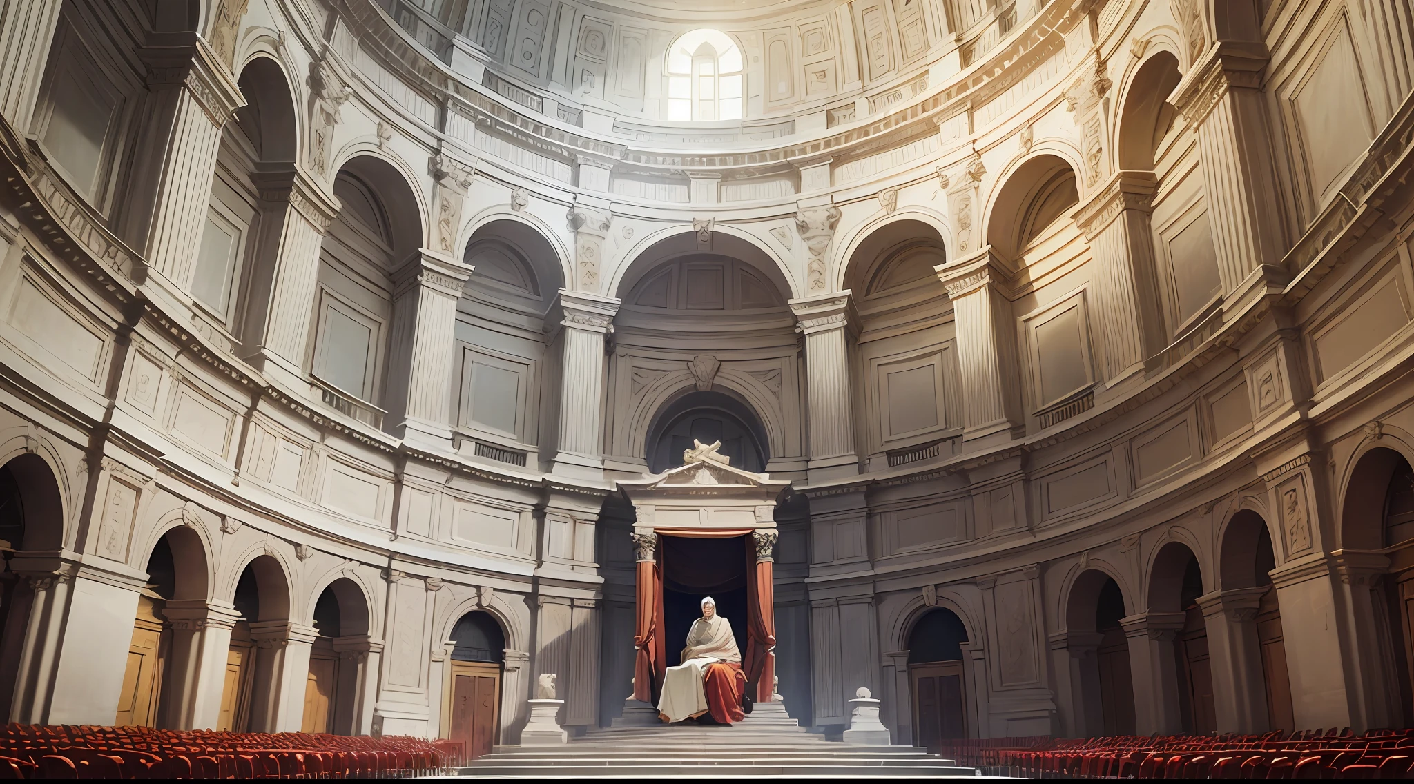 Julius Caesar, imperador romano, In his seat in the Roman Senate with a laurel wreath on his head. --auto --s2