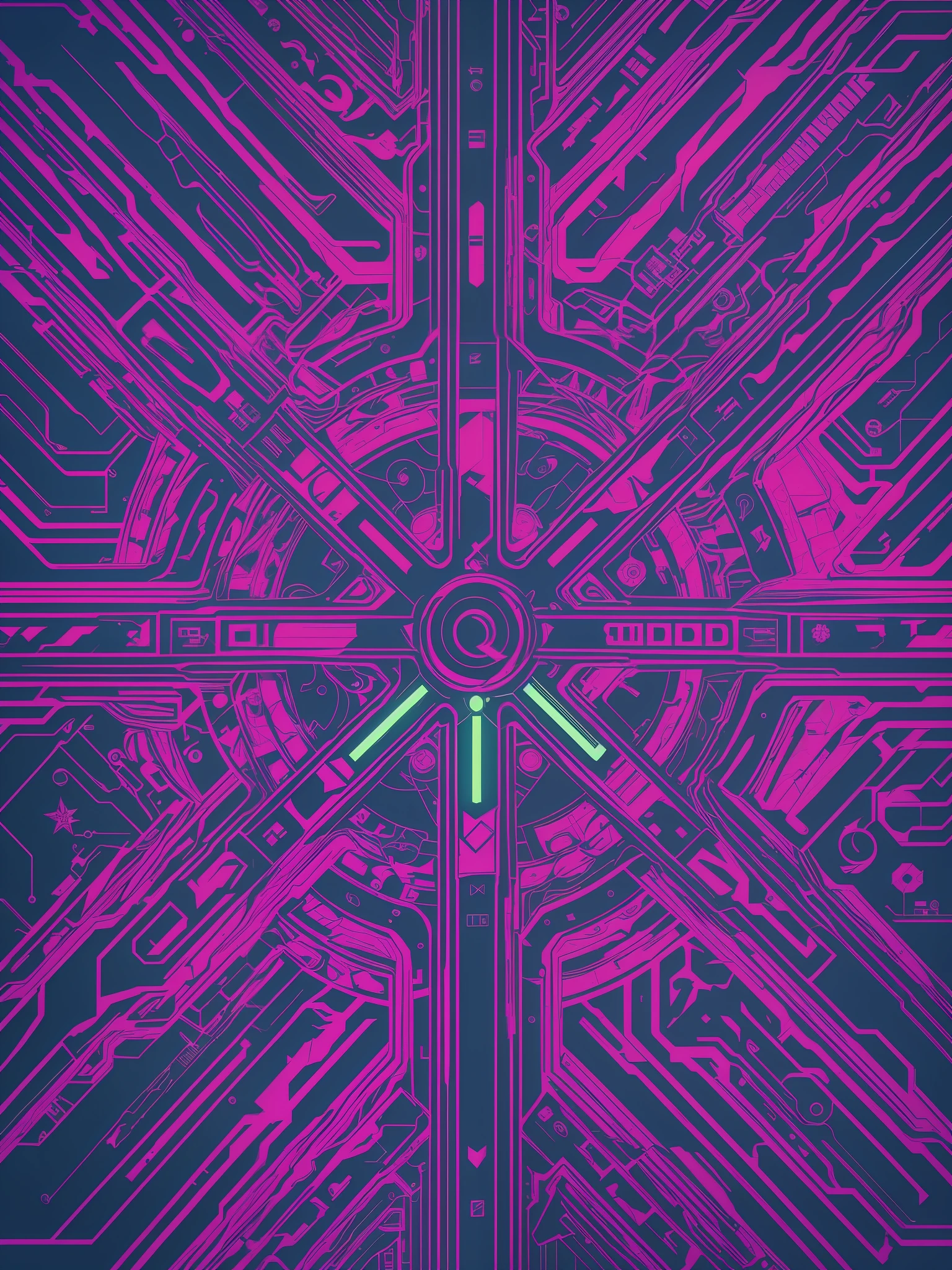 Crie uma logo ousada e cativante com a sigla "Q.D.C" em destaque, representando a "QgDaCrew", formada por 6 jovens apaixonados pelo PsyTrance e pelo universo Cyberpunk. Make sure that the acronym is the central element and well visible in the logo. Para o tema PsyTrance, incorporate elements such as psychedelic patterns, dynamic lines, fractais ou mandalas estilizadas. These elements will help evoke the psychedelic and spiritual atmosphere characteristic of PsyTrance. Para o tema Cyberpunk, adicione elementos futuristas, as electronic circuits, linhas neon, technological icons or stylized geometric shapes. This will highlight the connection to the Cyberpunk universe and the dystopian aesthetic. Utilize uma paleta de cores vibrante e intensa, com tons de neon, roxo, azul e verde. Essas cores representam tanto o PsyTrance quanto o Cyberpunk, transmitindo energia, Mystery and advanced technology. Certifique-se de que a sigla "Q.D.C" Be clearly legible and stand out in the logo, mesmo que em tamanho grande. Choose typography that is impactful and complements the aesthetics of PsyTrance and Cyberpunk. Mantenha o design equilibrado e harmonioso, avoiding unnecessary elements or visual pollution. Ensure that the logo is easily recognizable and conveys the essence of "QgDaCrew" como um grupo de jovens apaixonados pelo PsyTrance e pelo universo Cyberpunk. Remember that creating a detailed logo requires advanced graphic design skills. If necessary, Consider seeking the assistance of a professional logo designer to ensure a high-quality result that adequately represents the acronym "Q.D.C" e os temas PsyTrance e Cyberpunk. --auto --s2